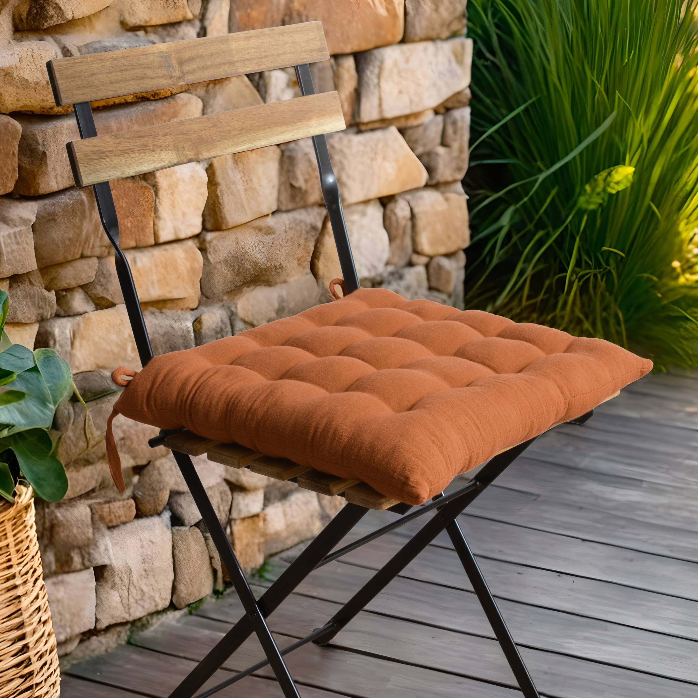 Apricot muslin chair cushion