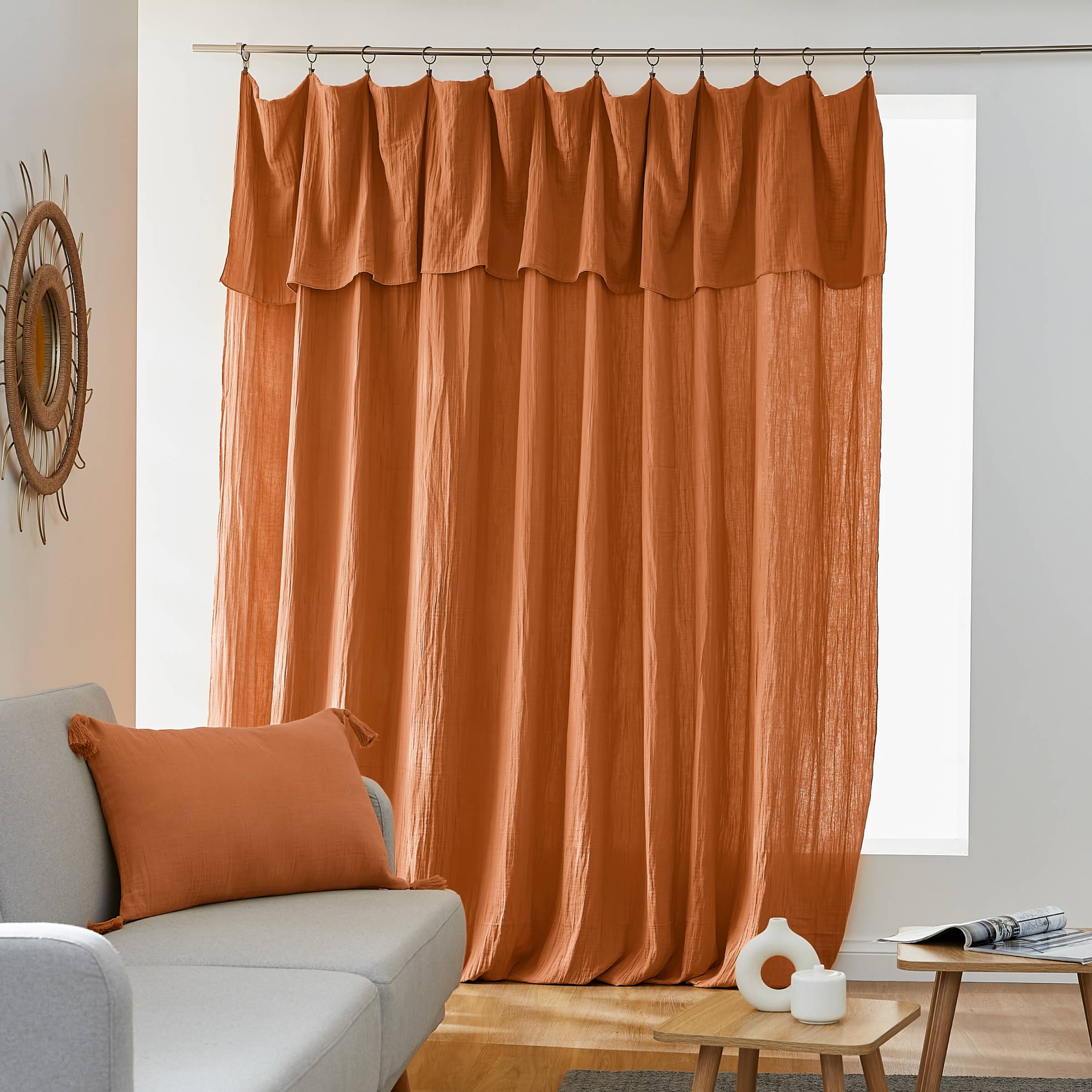 Apricot adjustable muslin curtain