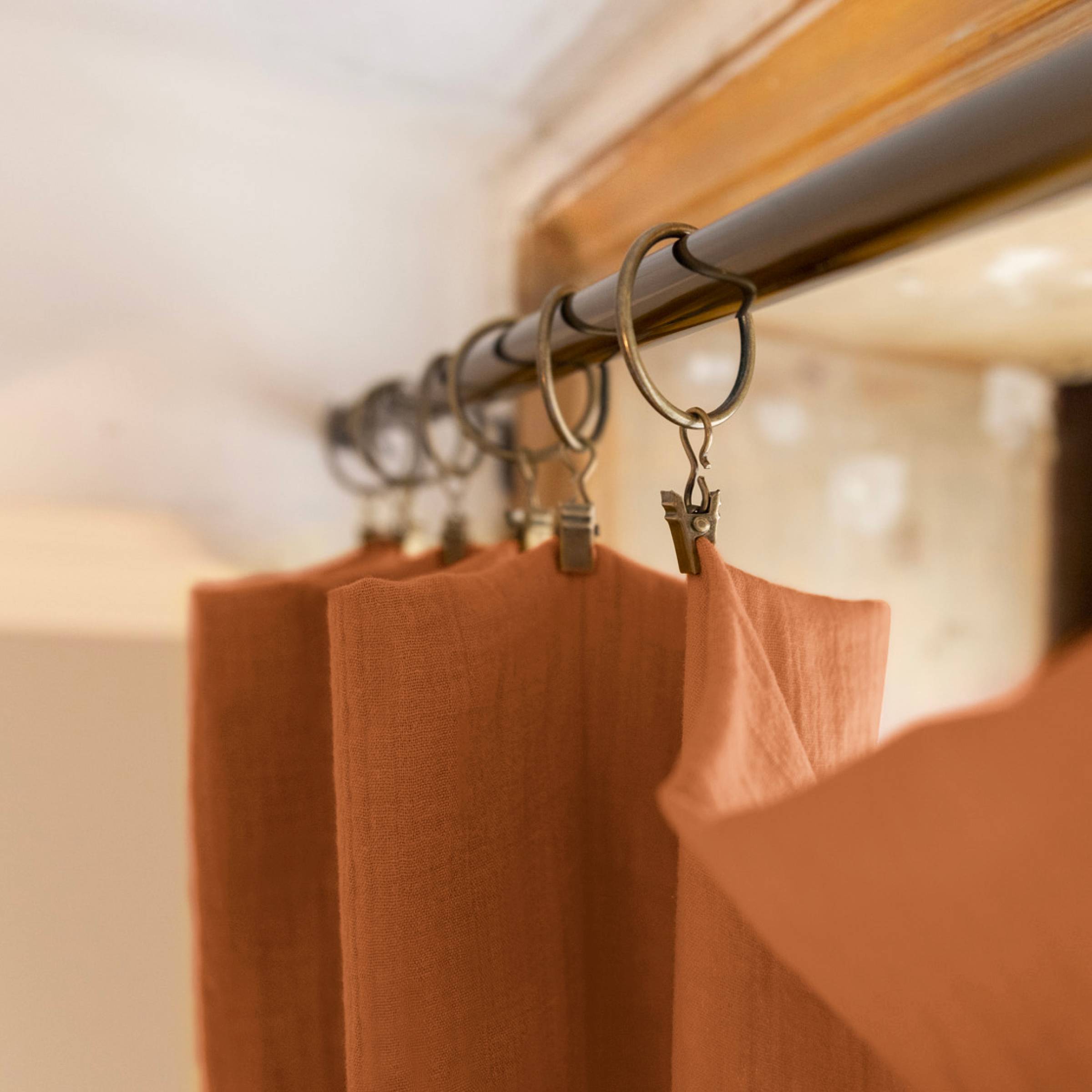 Apricot adjustable muslin curtain