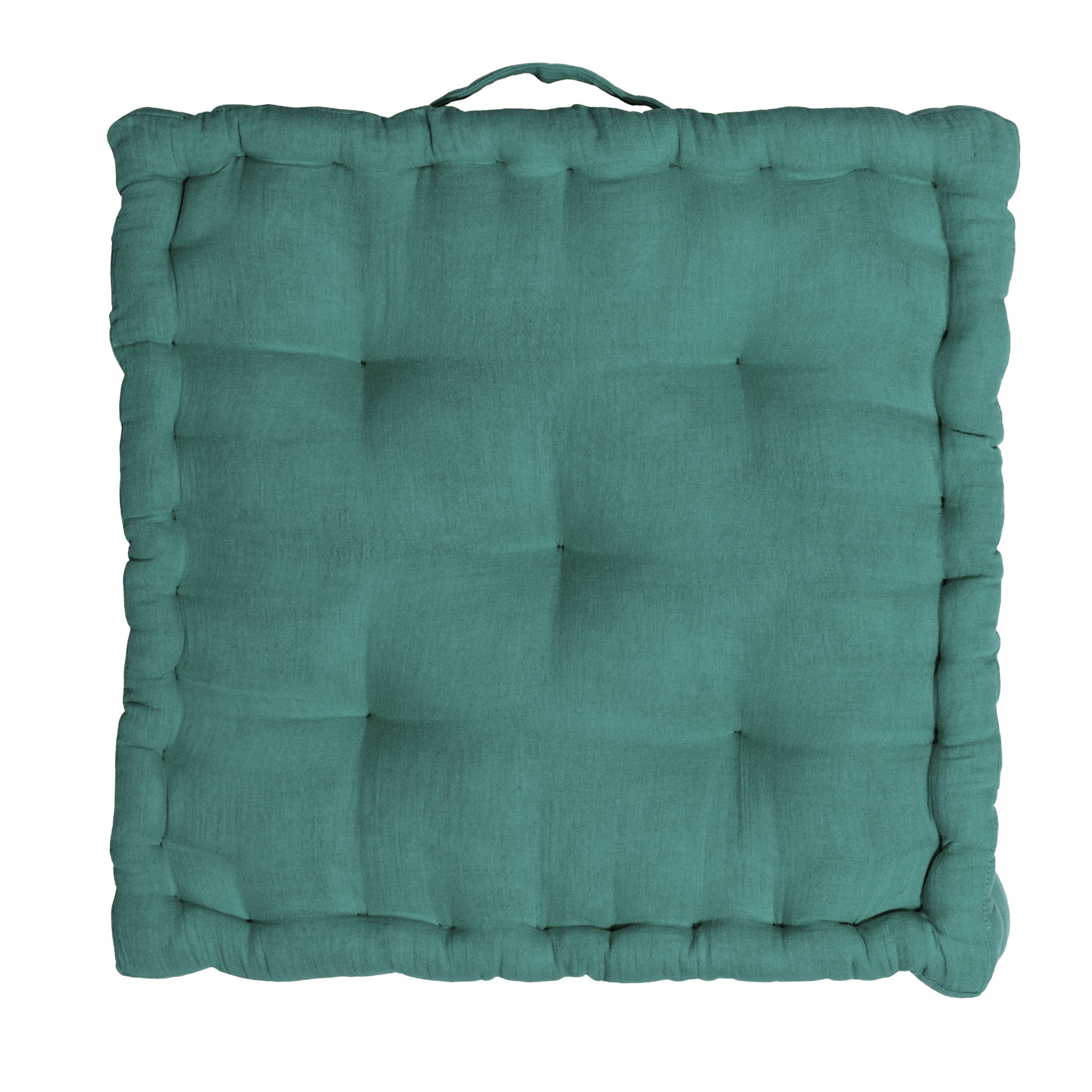 Duck blue muslin floor cushion