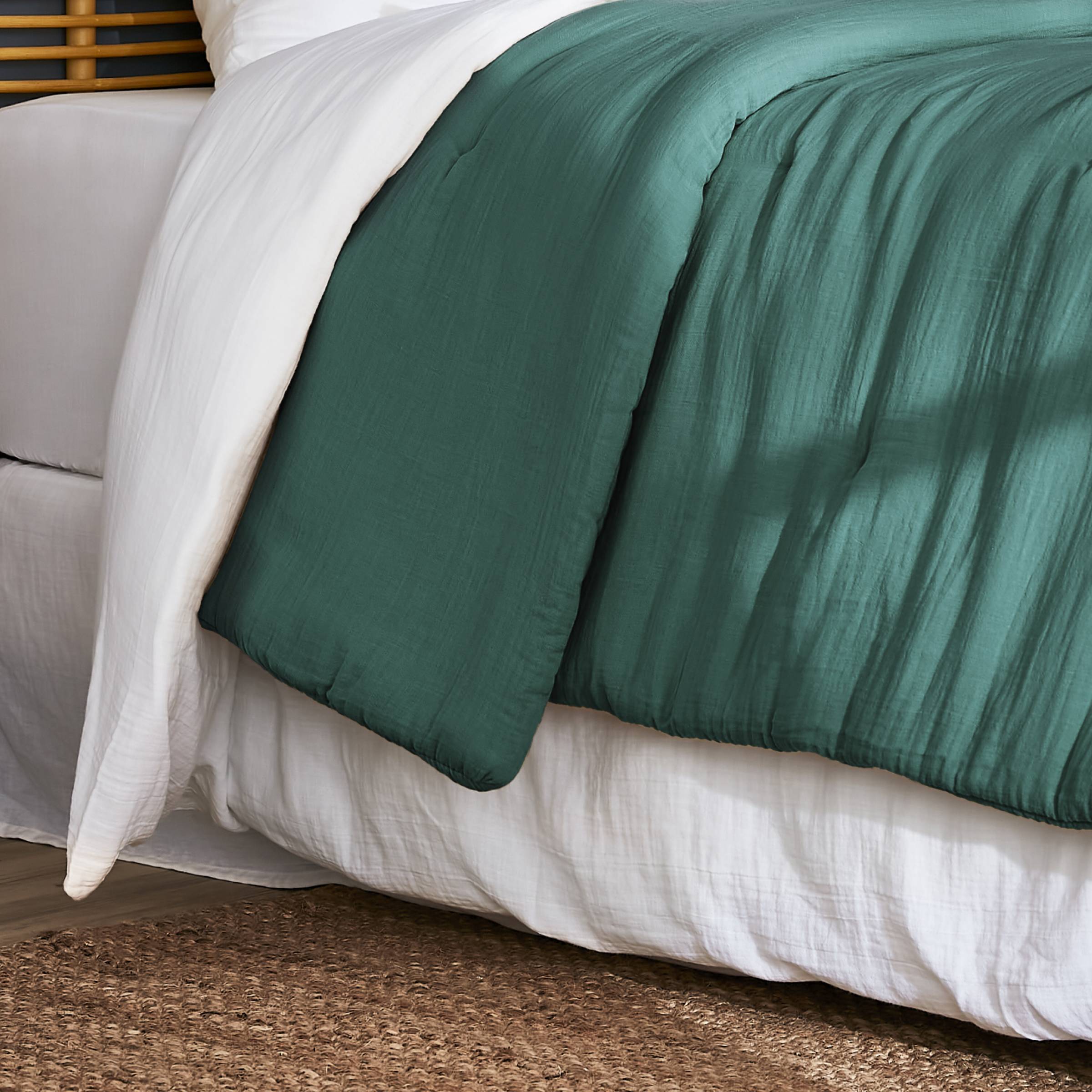 Duck blue muslin bedspread