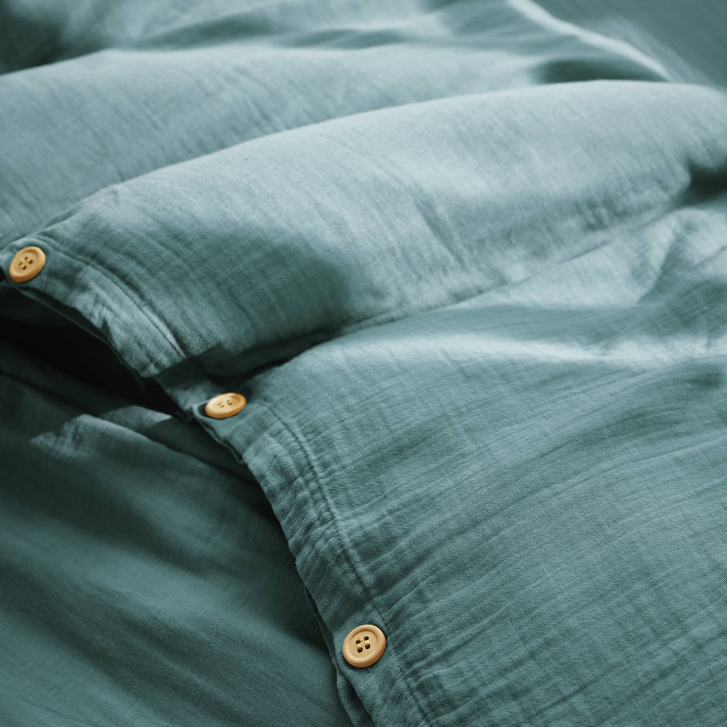 Duck blue muslin duvet cover