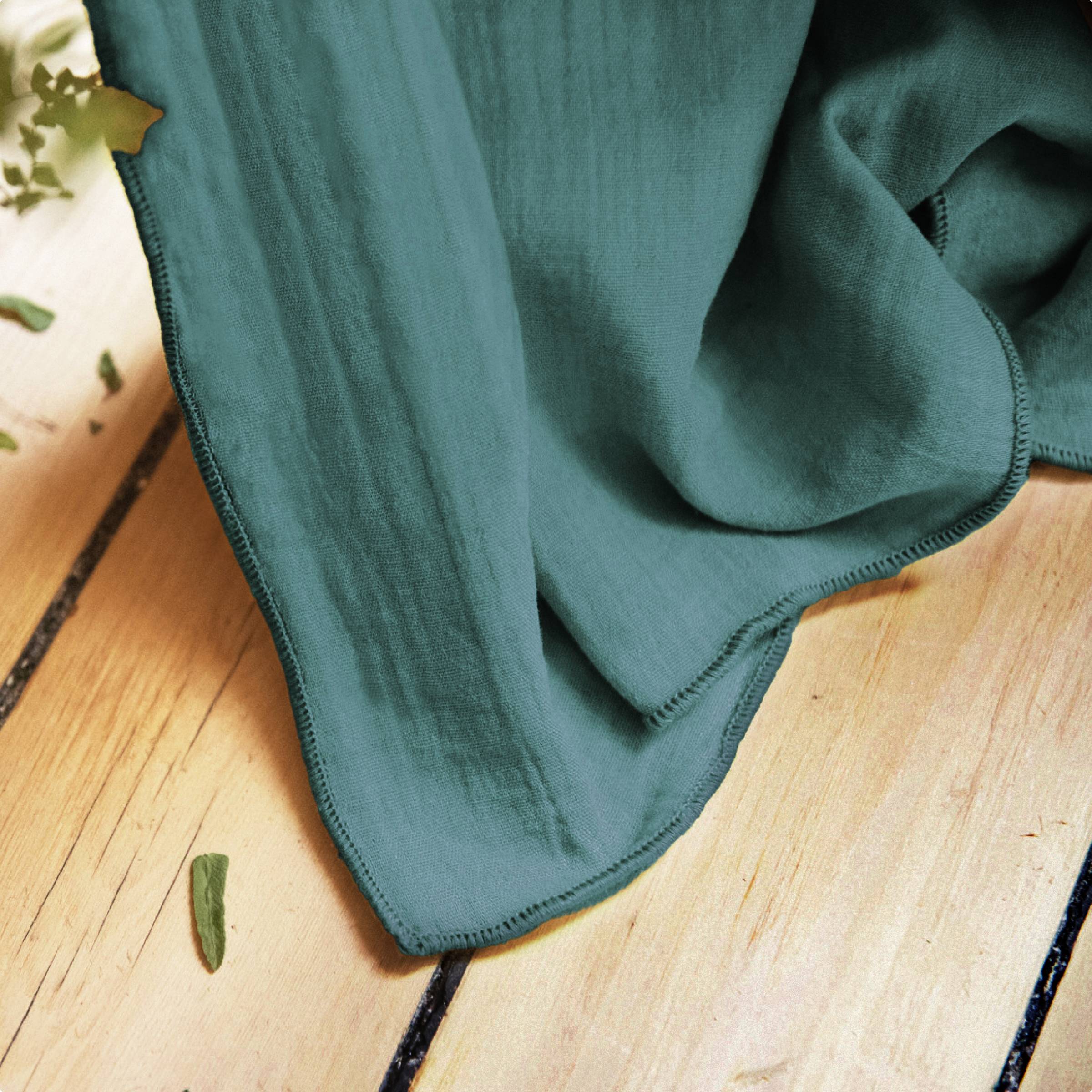 Duck blue muslin pencil pleat curtain