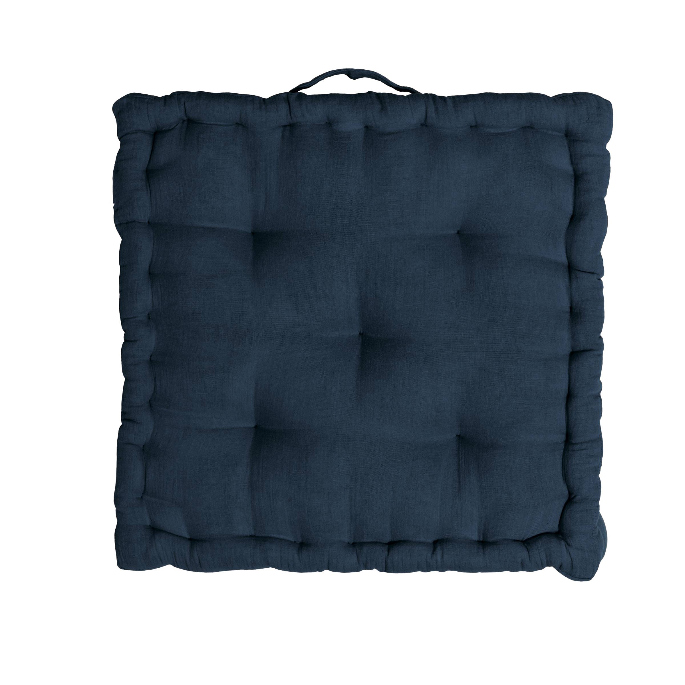 Midnight blue muslin floor cushion