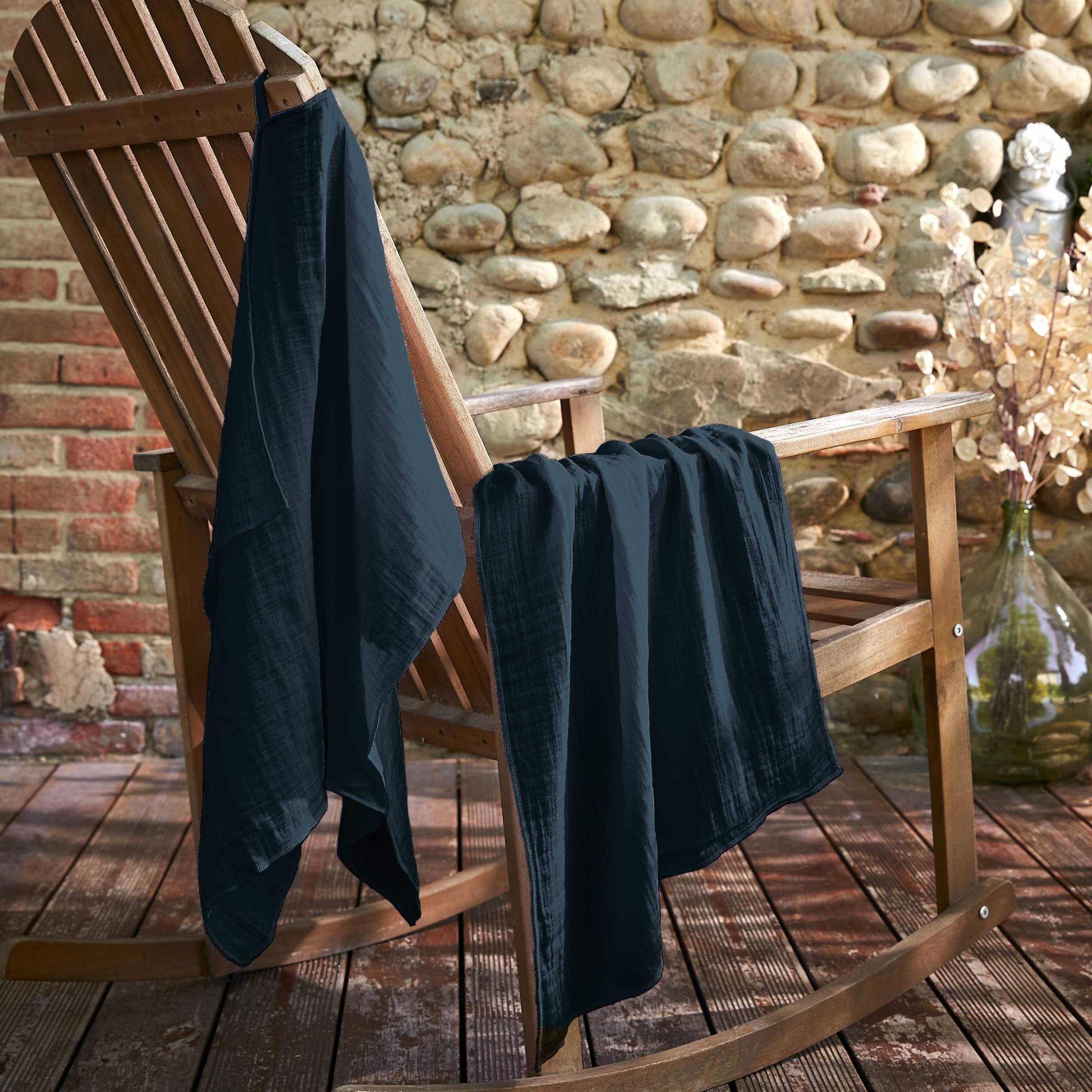 Midnight blue muslin hand towel - set of 2