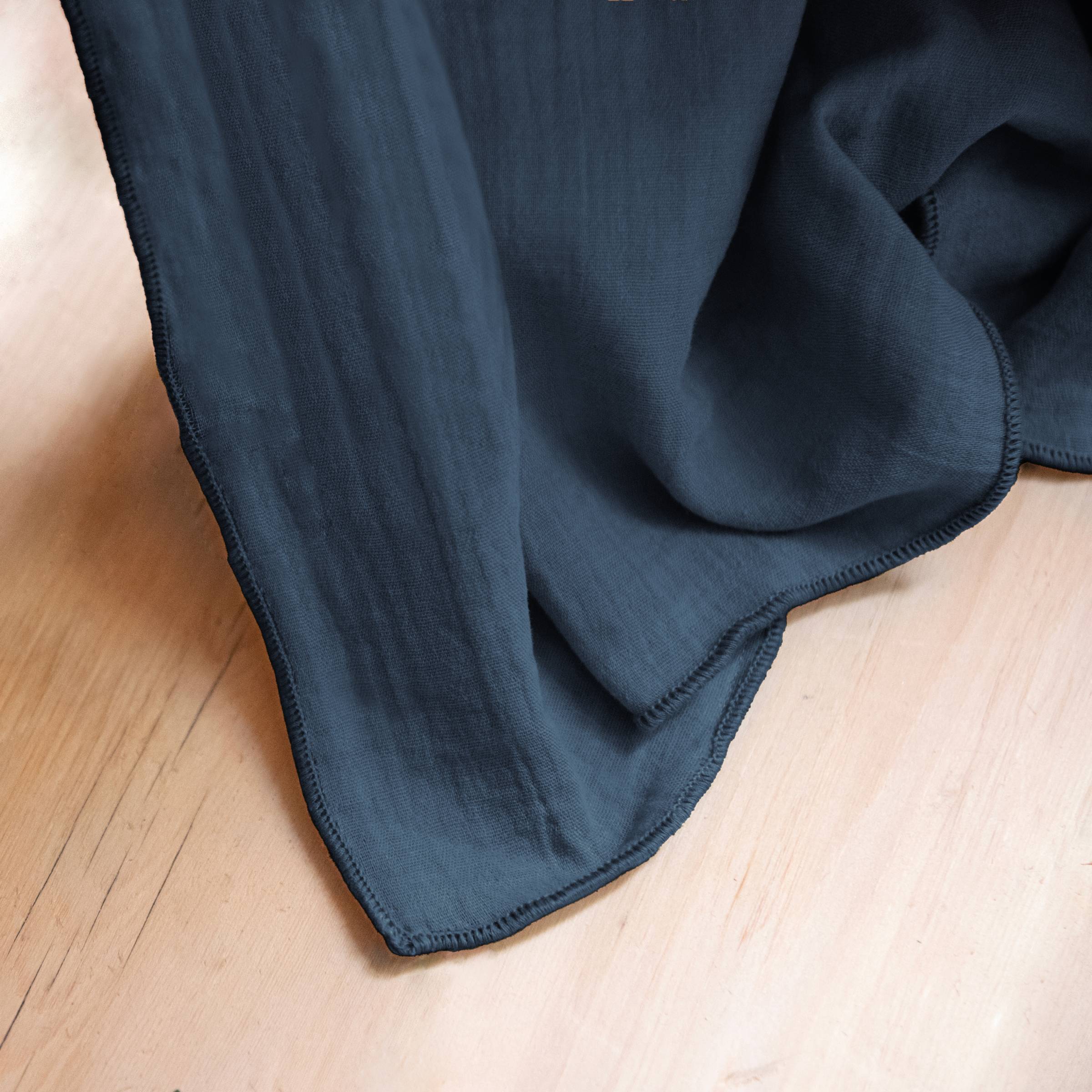 Midnight blue rectangular muslin tablecloth