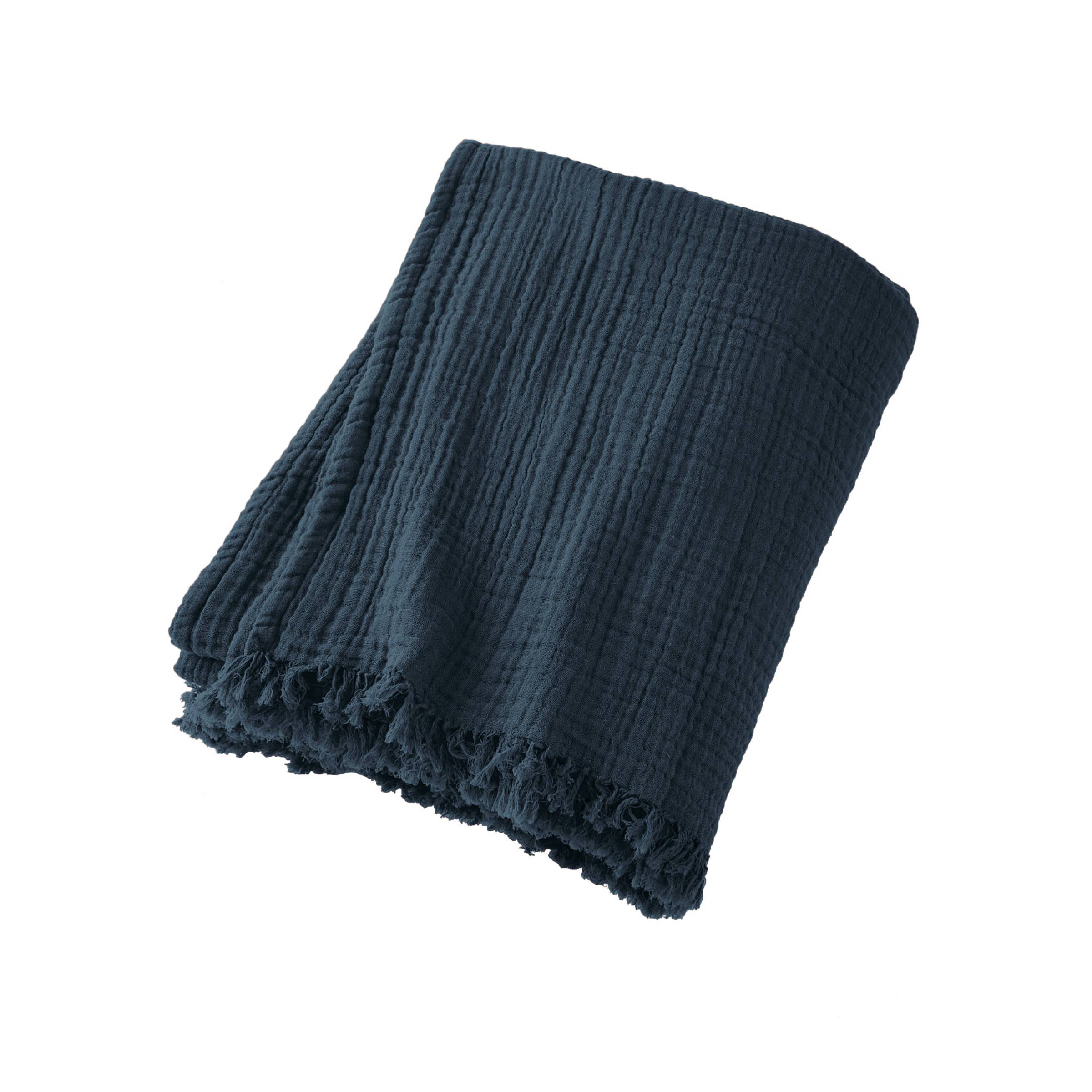 Midnight blue muslin throw
