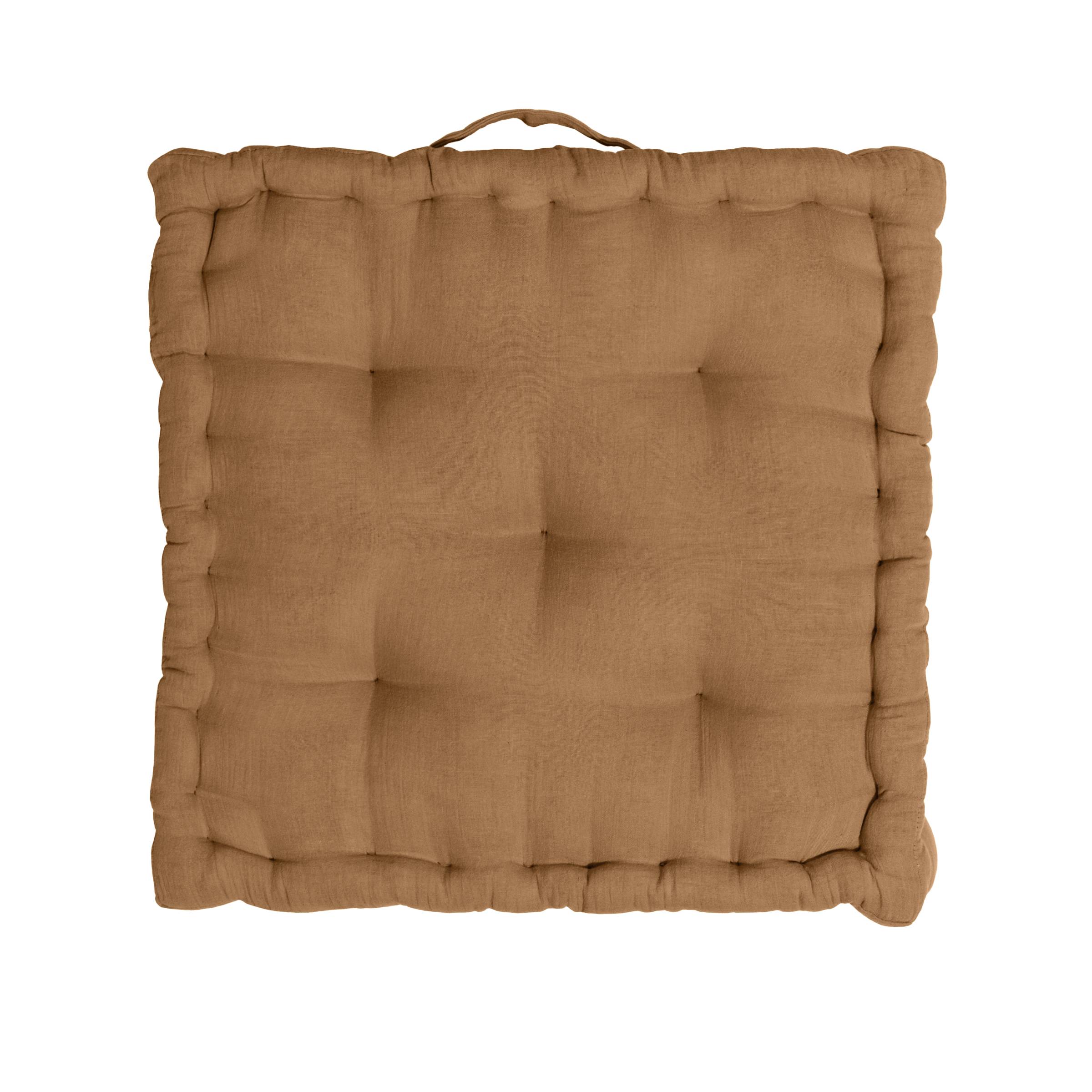 Camel muslin floor cushion