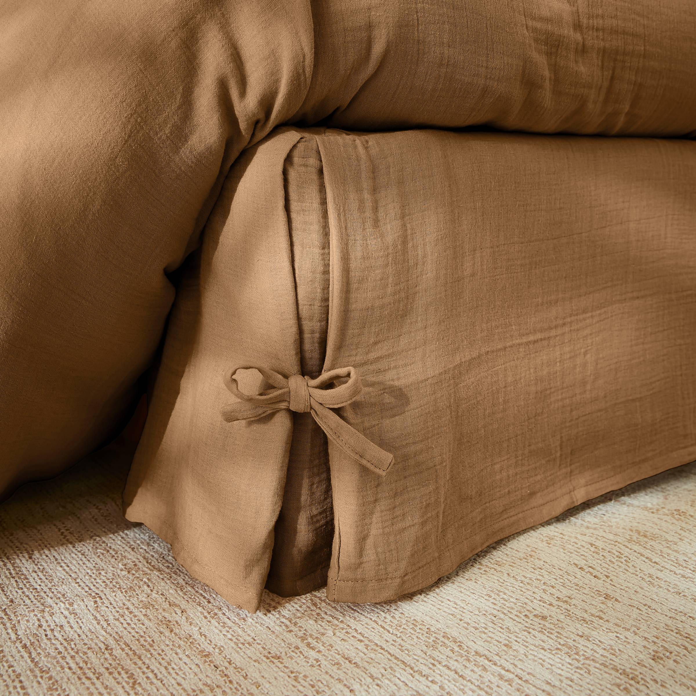 Camel muslin bed skirt