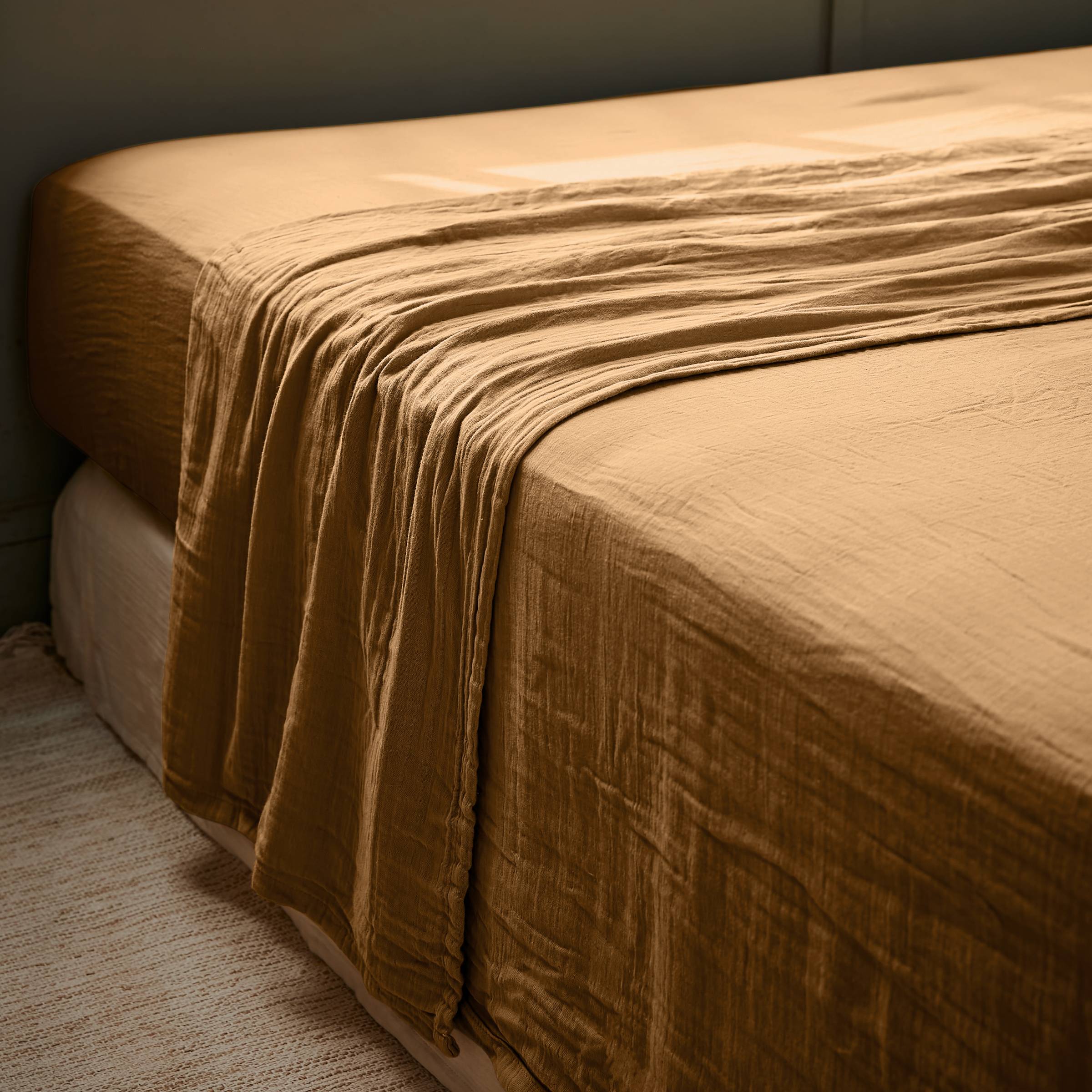 Camel muslin flat sheet