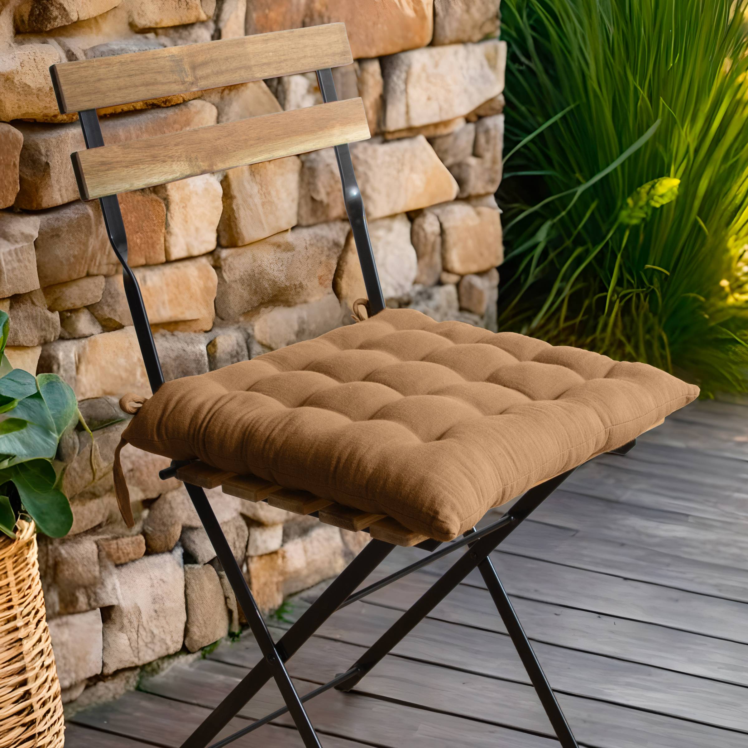 Camel muslin chair cushion