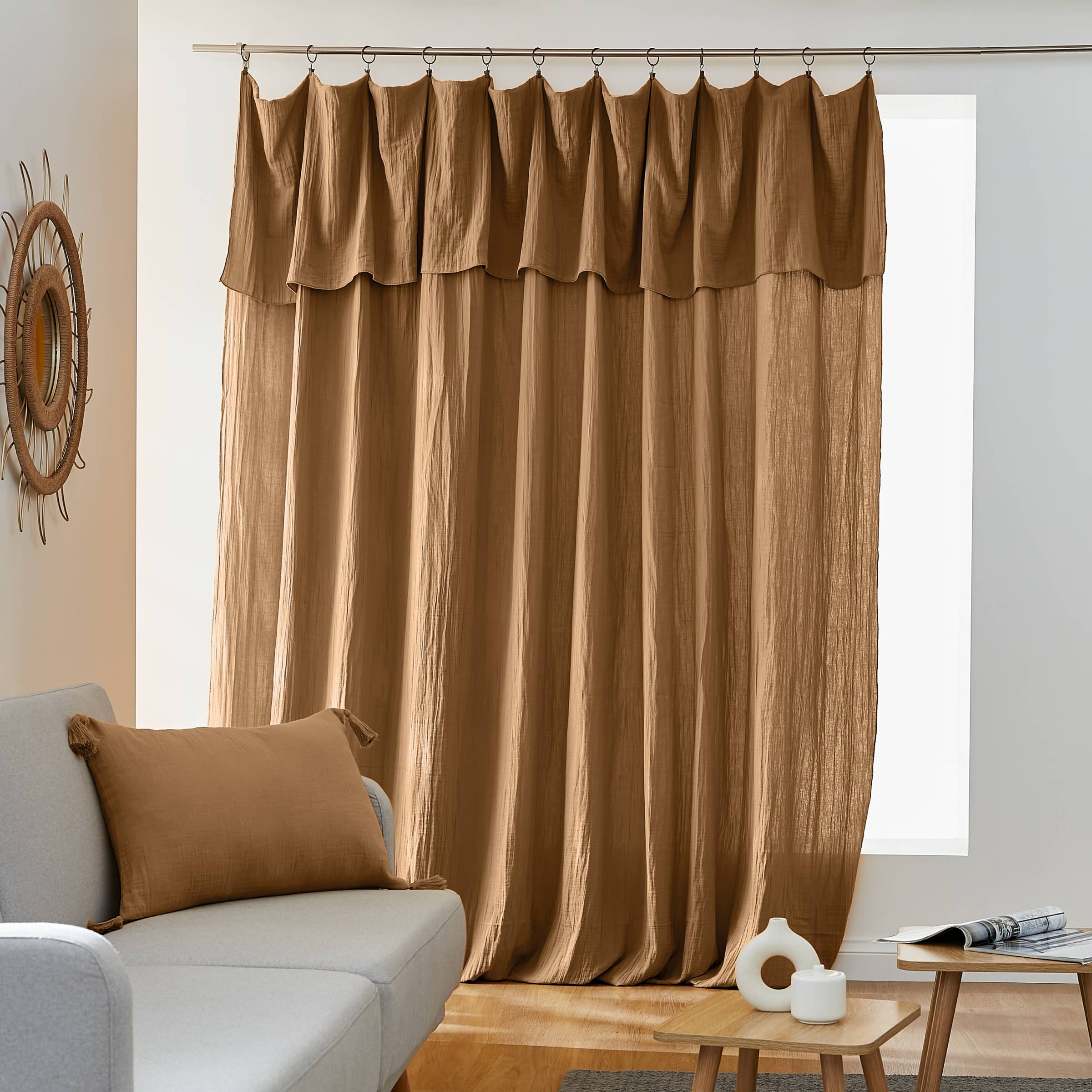 Camel adjustable muslin curtain