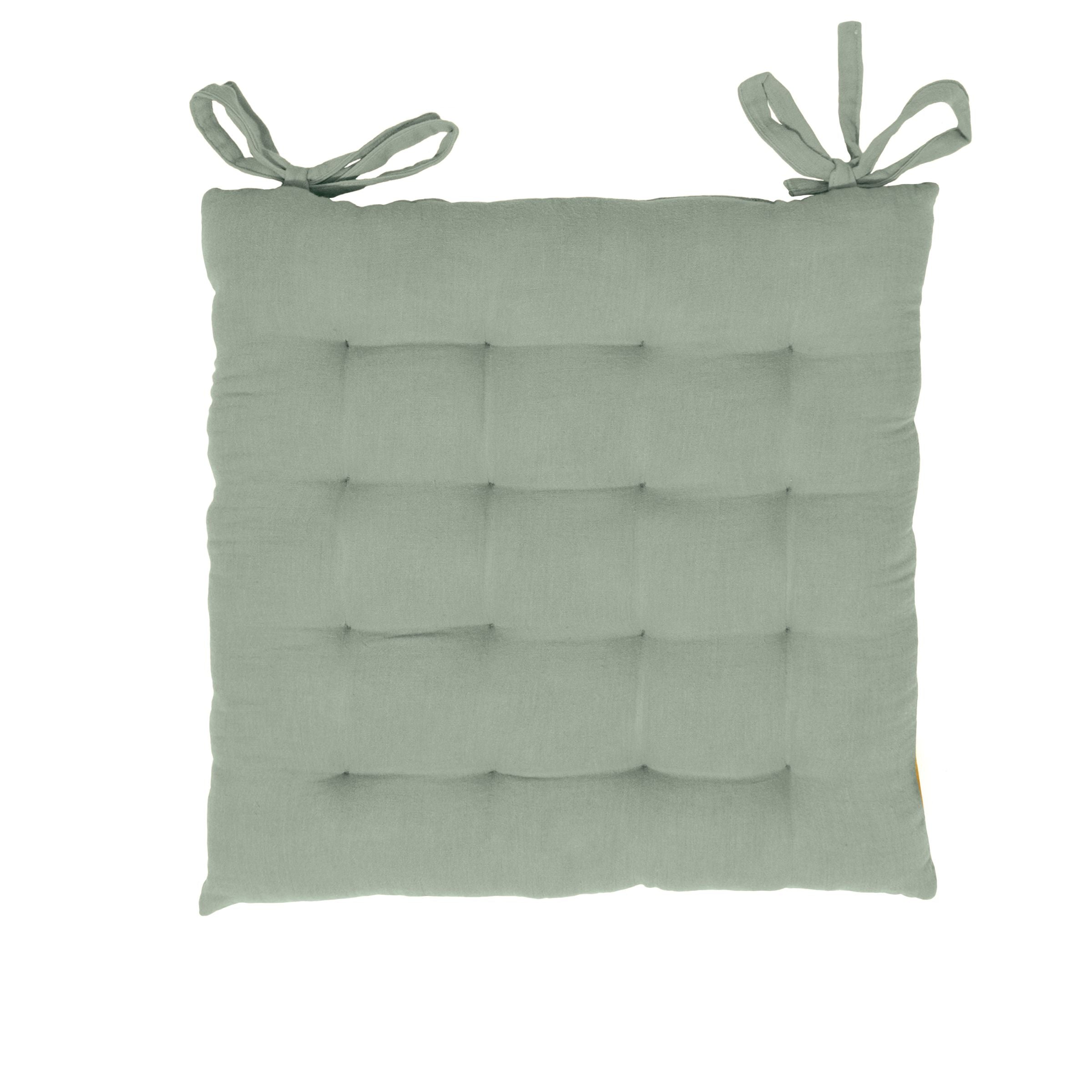 Eucalyptus green muslin chair cushion