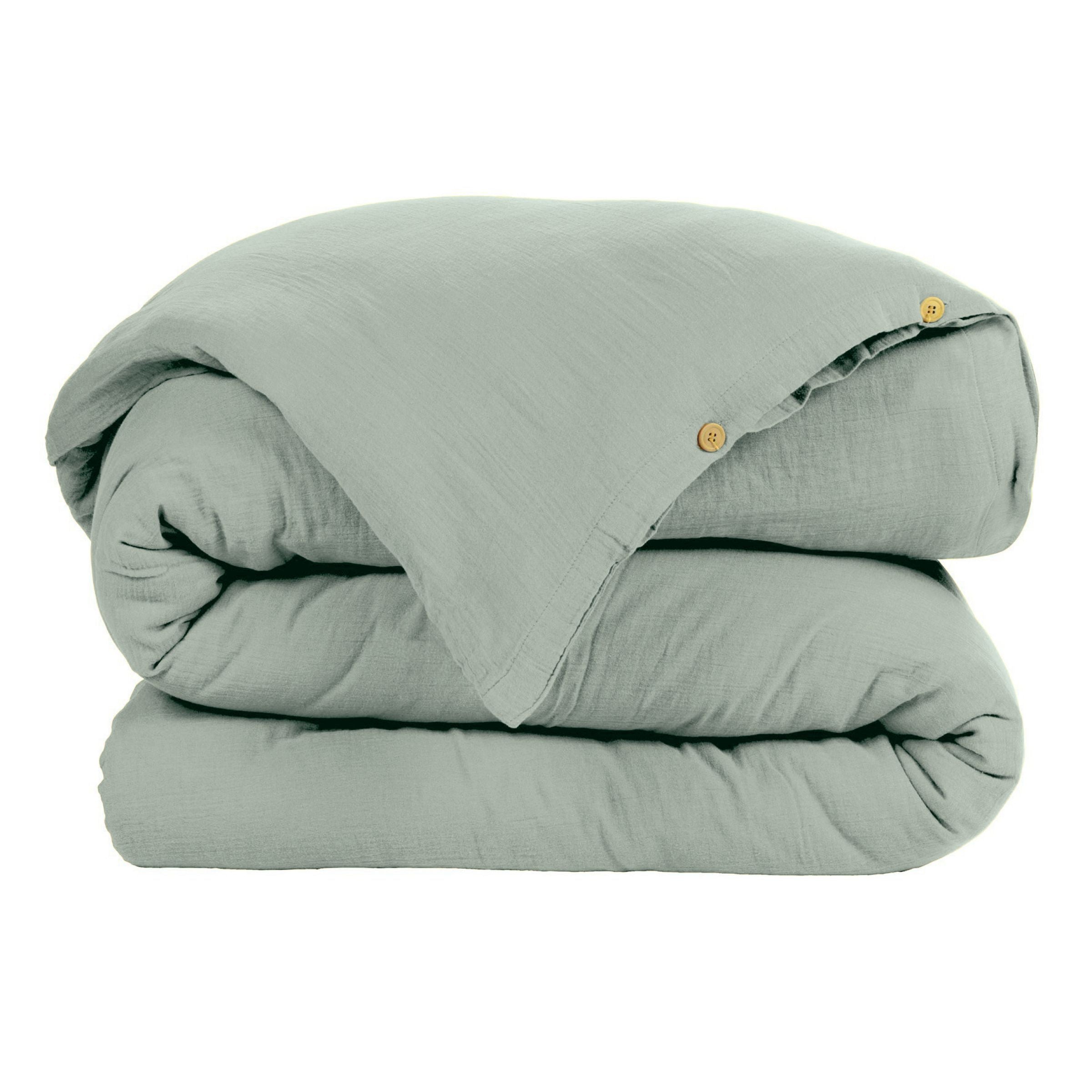 Eucalyptus green muslin duvet cover