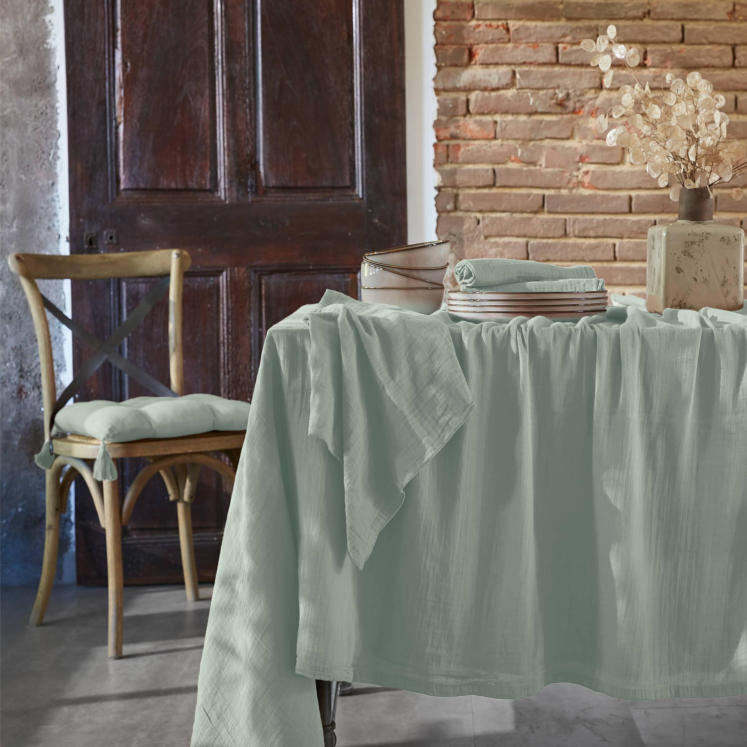Eucalyptus green muslin napkin - set of 3