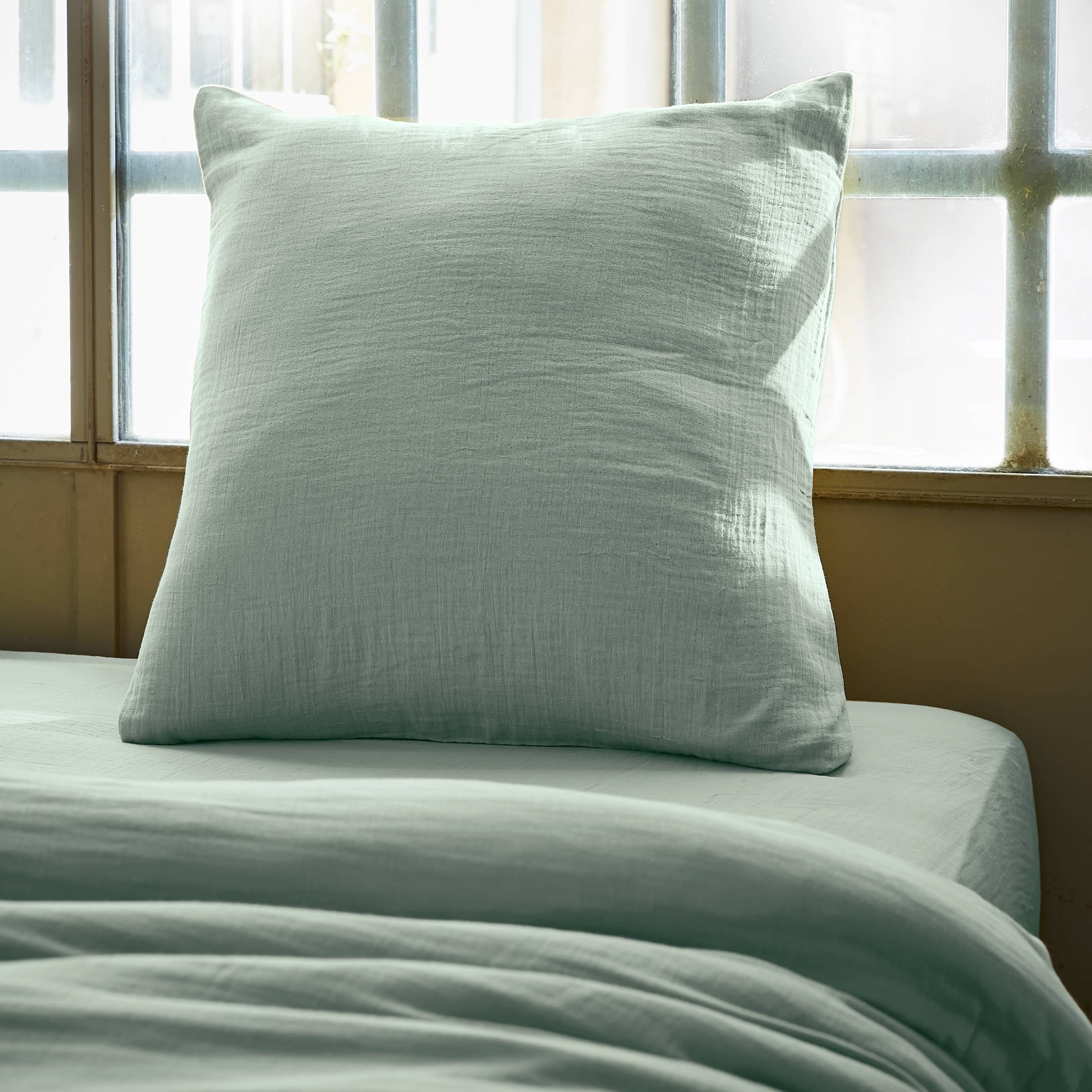 Eucalyptus green muslin pillowcase