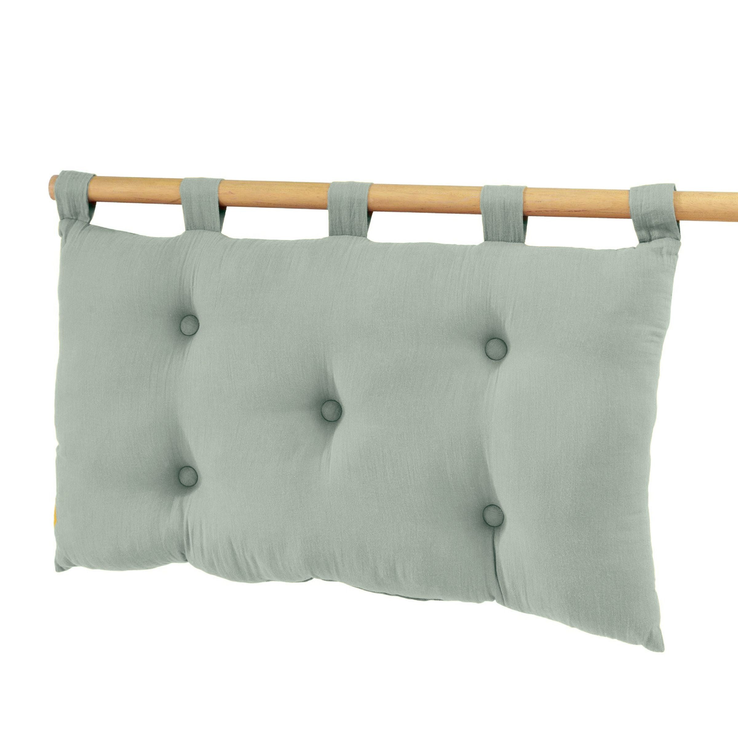 Eucalyptus green muslin headboard