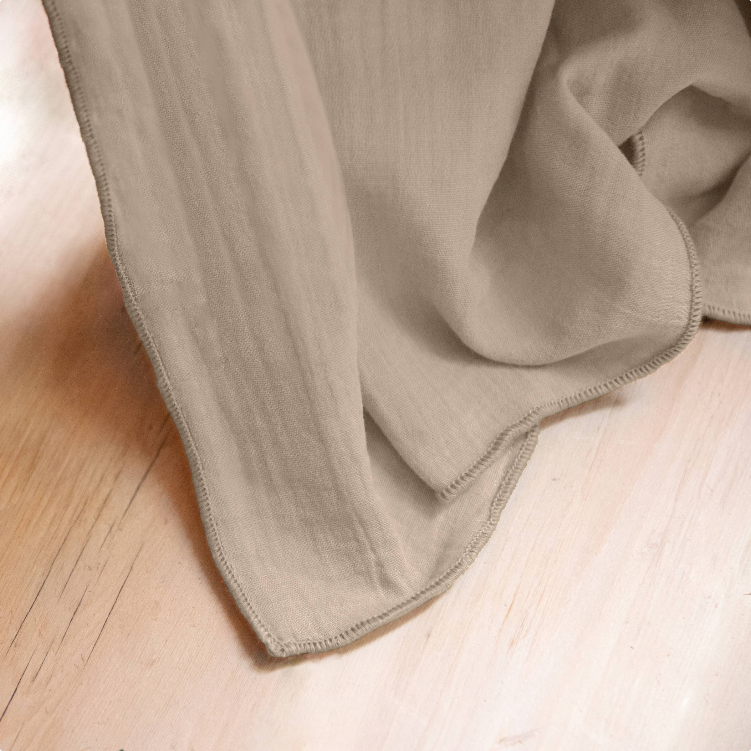 Taupe rectangular muslin tablecloth