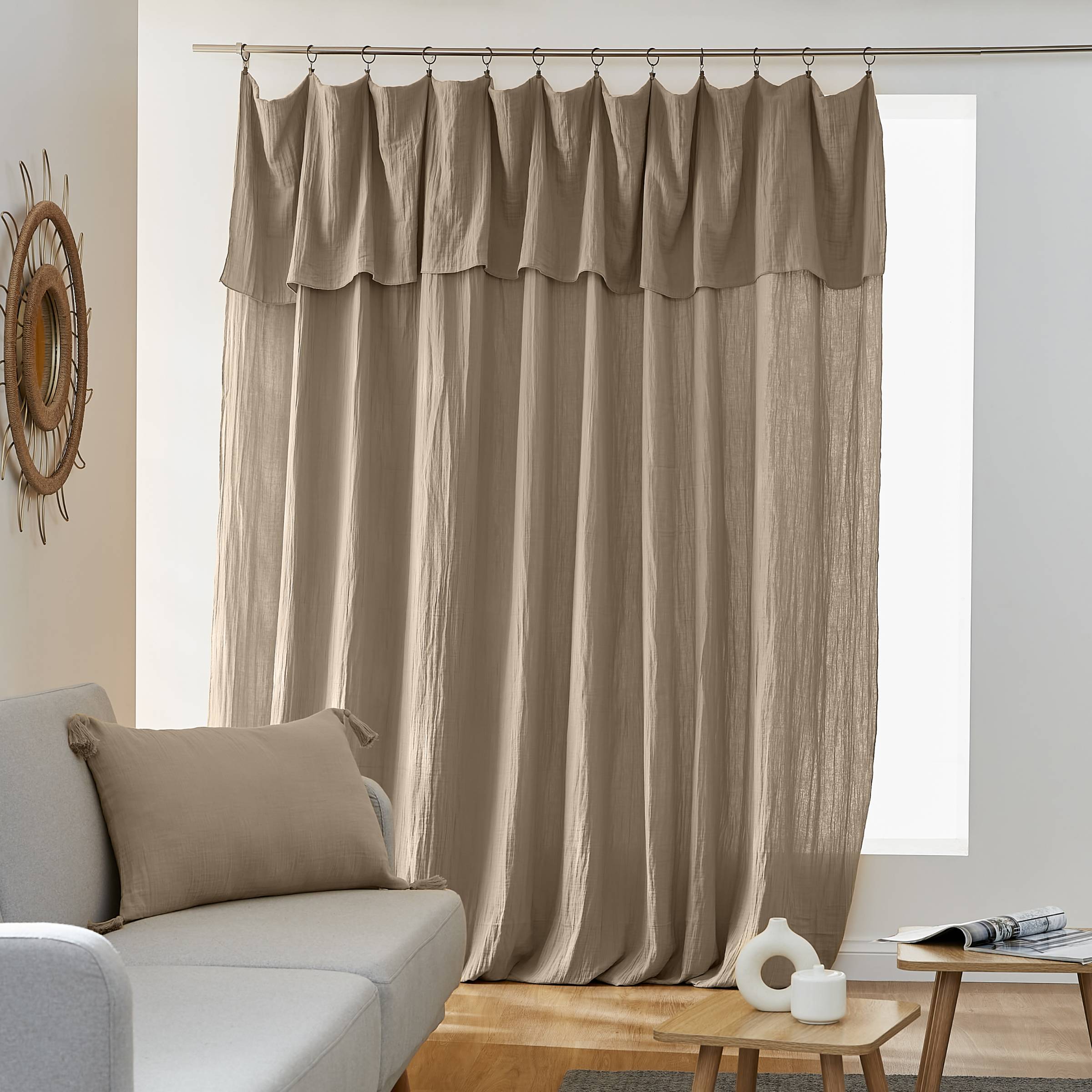 Taupe adjustable muslin curtain