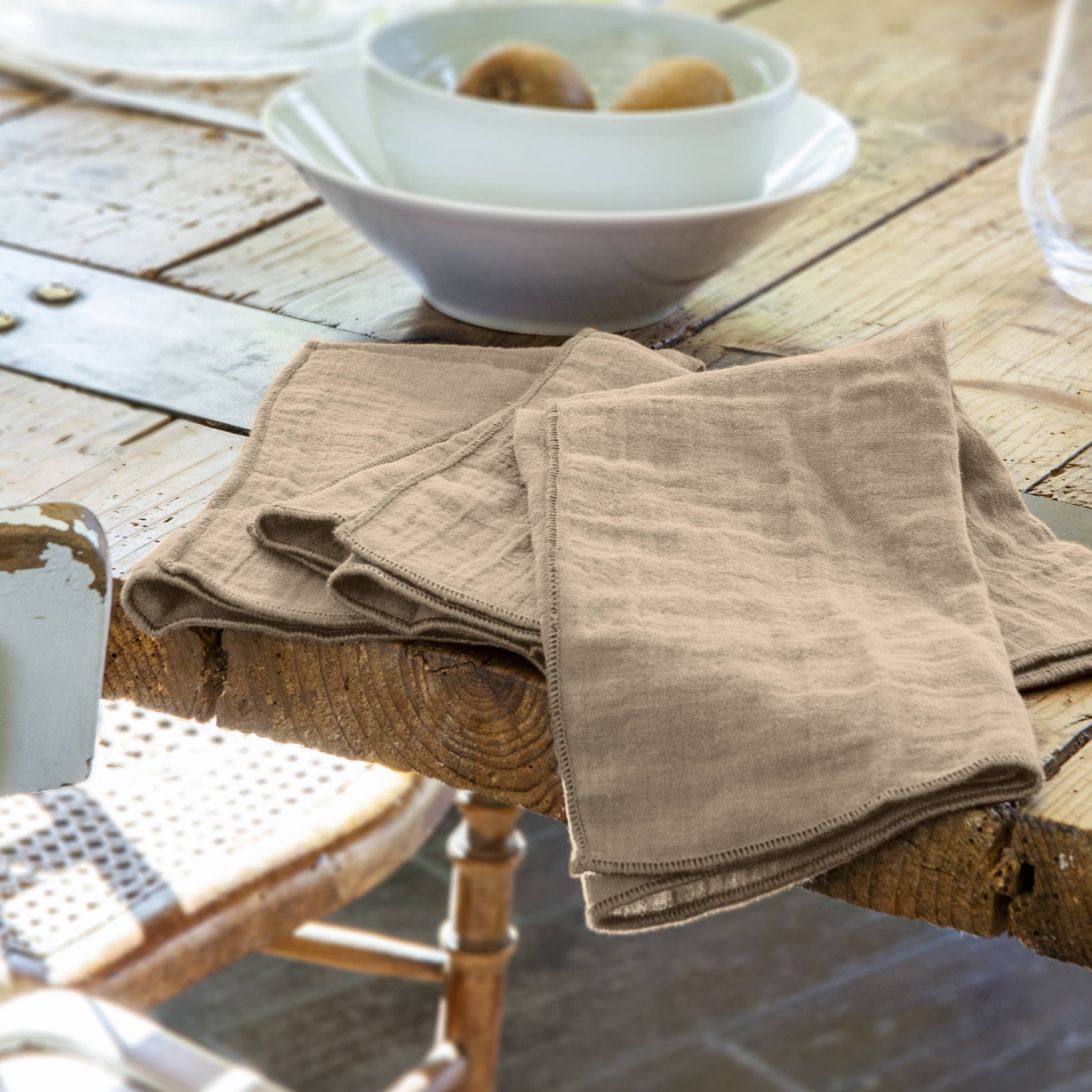 Taupe muslin table napkin - set of 3