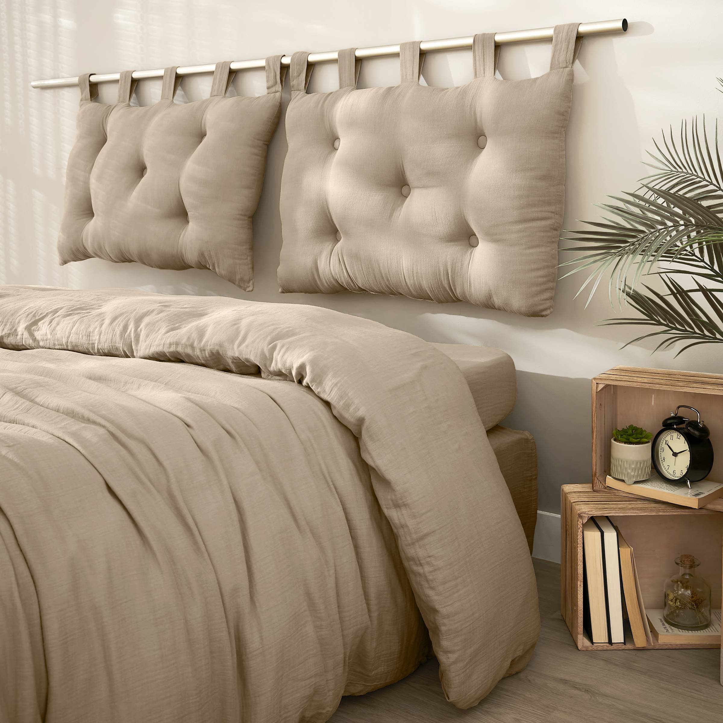 Taupe muslin headboard