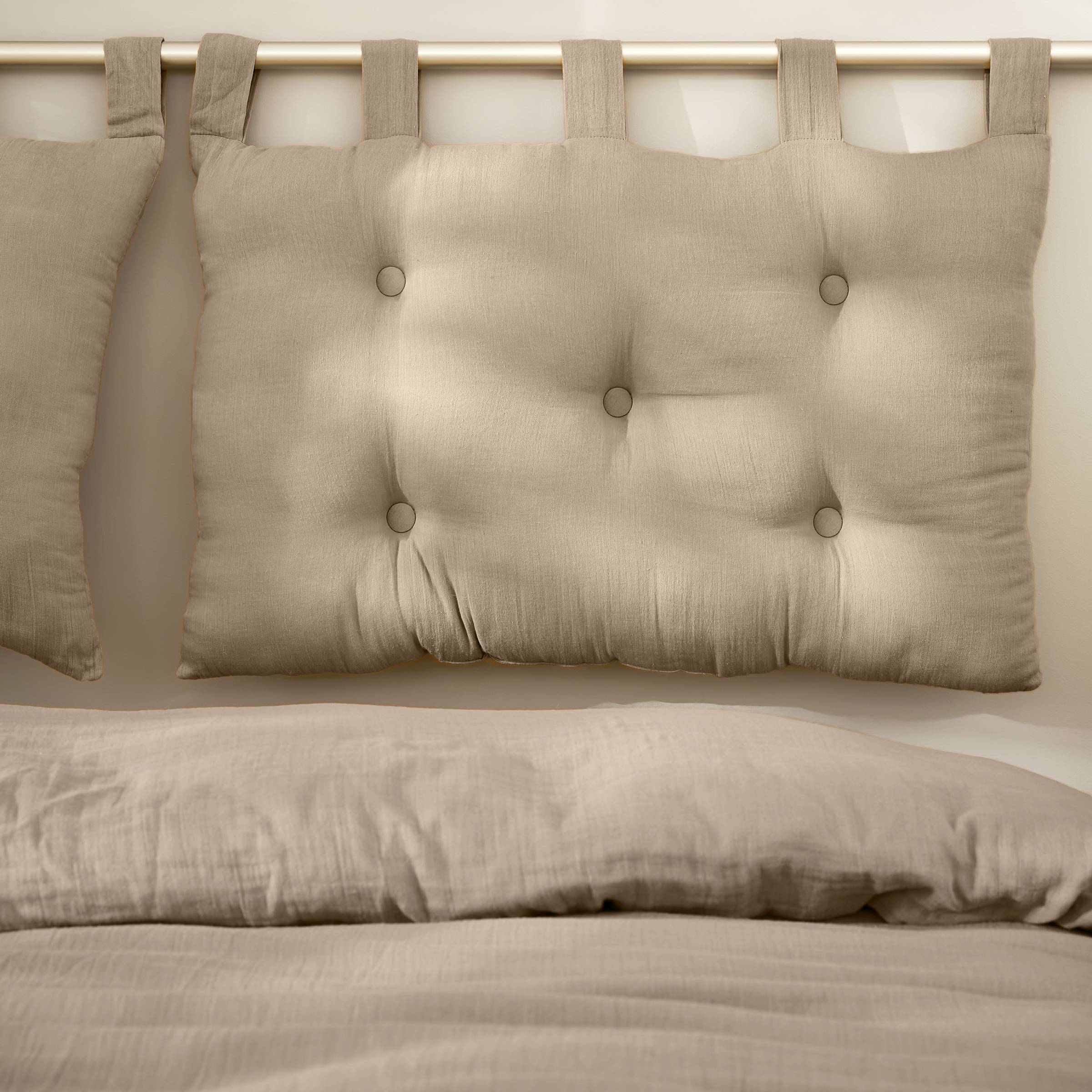 Taupe muslin headboard