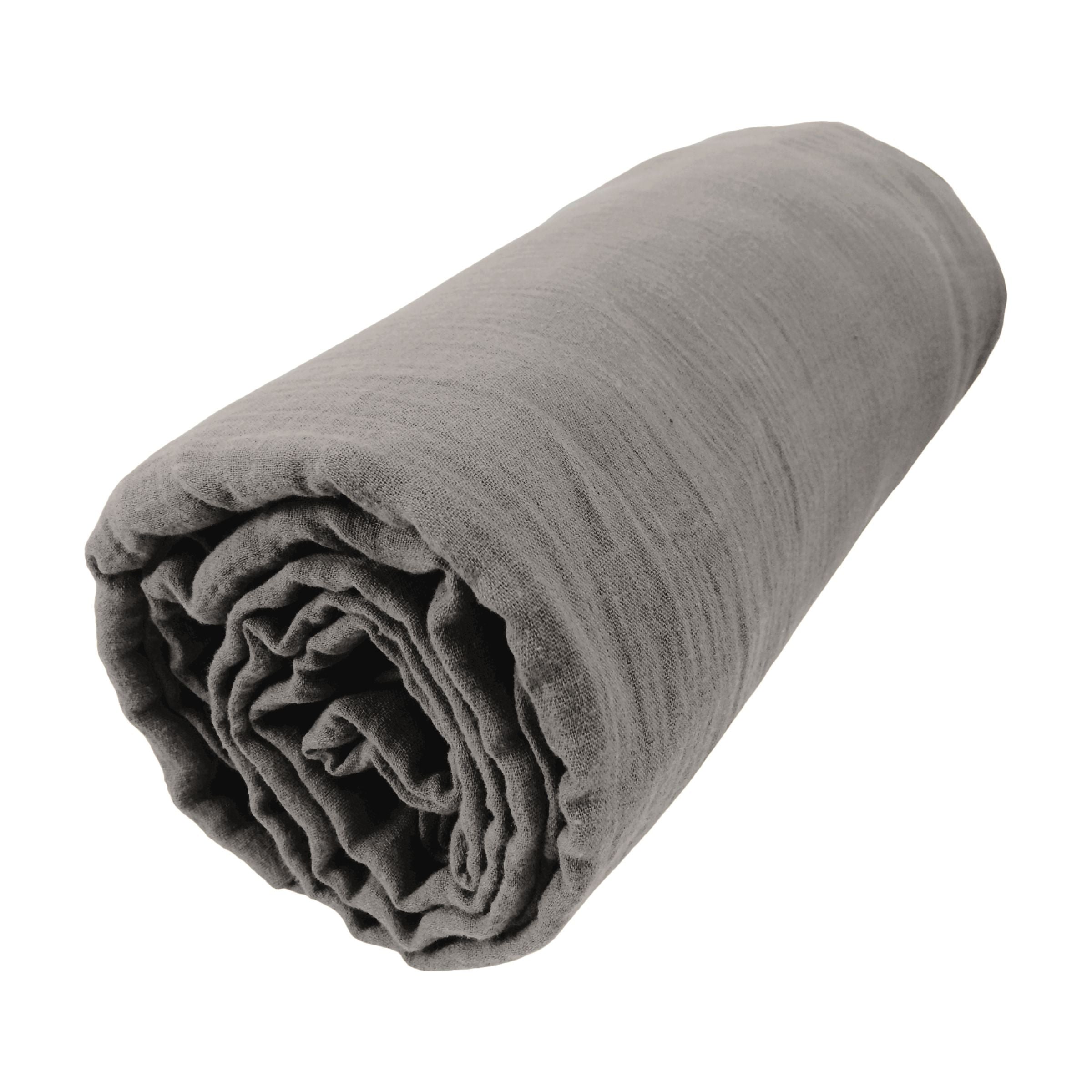 Dark grey muslin fitted sheet