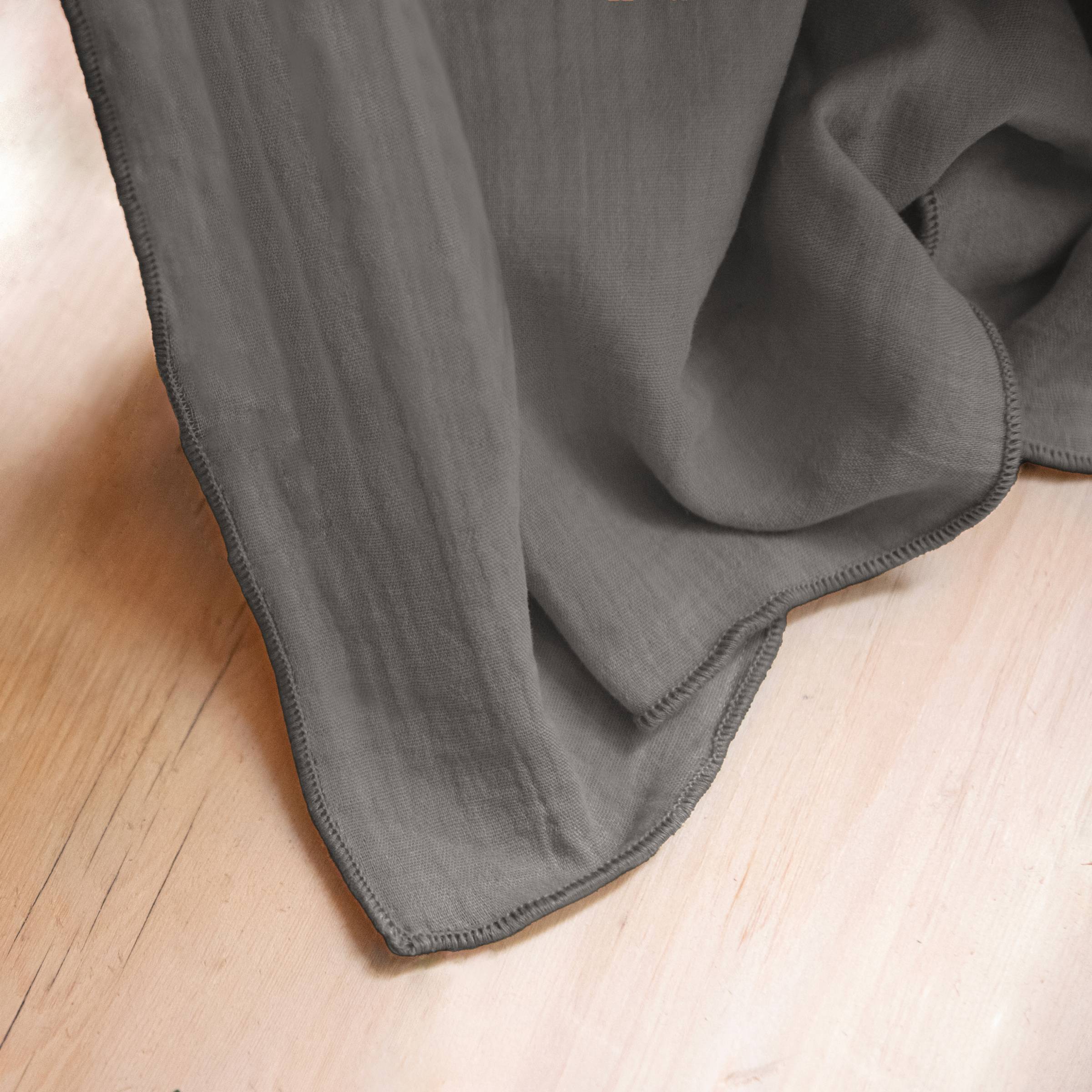 Dark grey rectangular muslin tablecloth