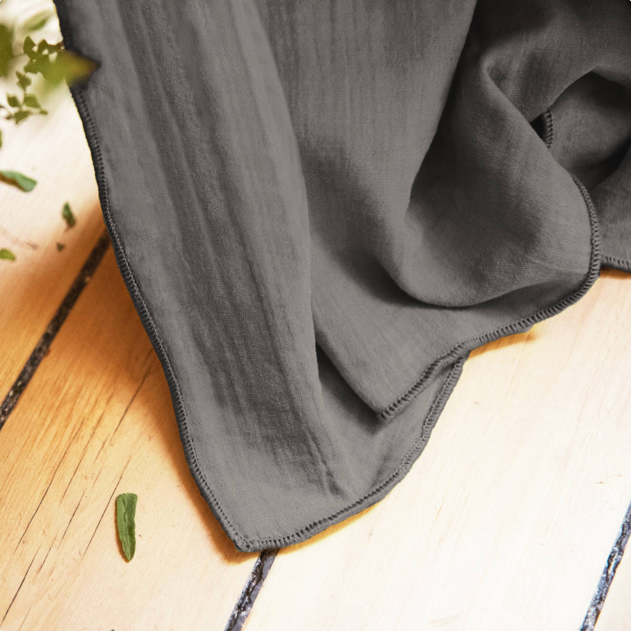 Dark grey muslin pencil pleat curtain