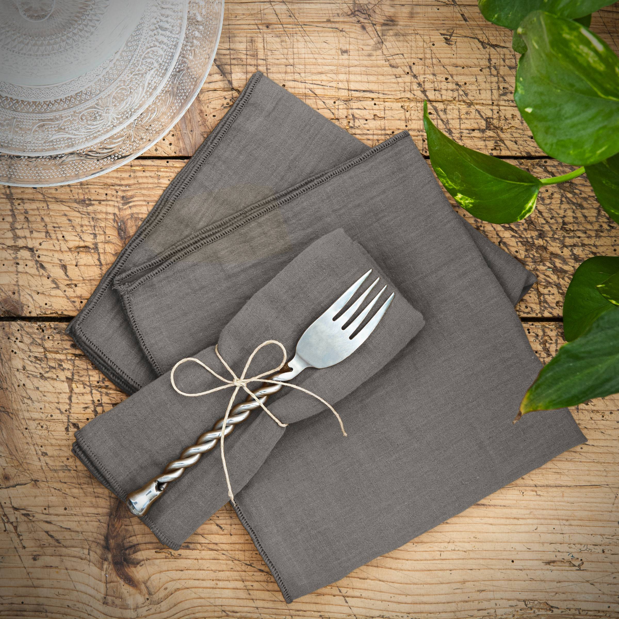 Dark grey muslin napkin - set of 3