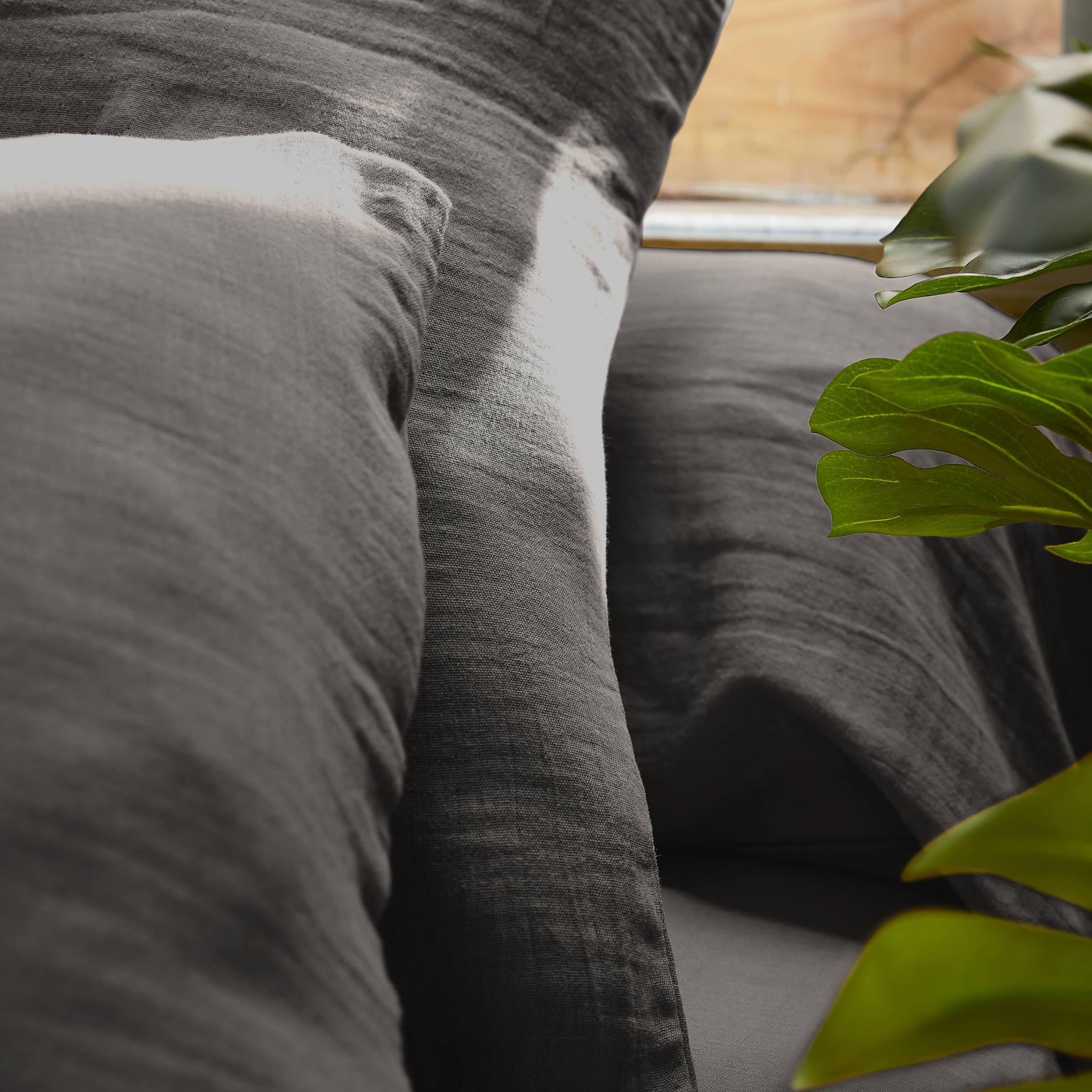 Dark grey muslin pillowcase