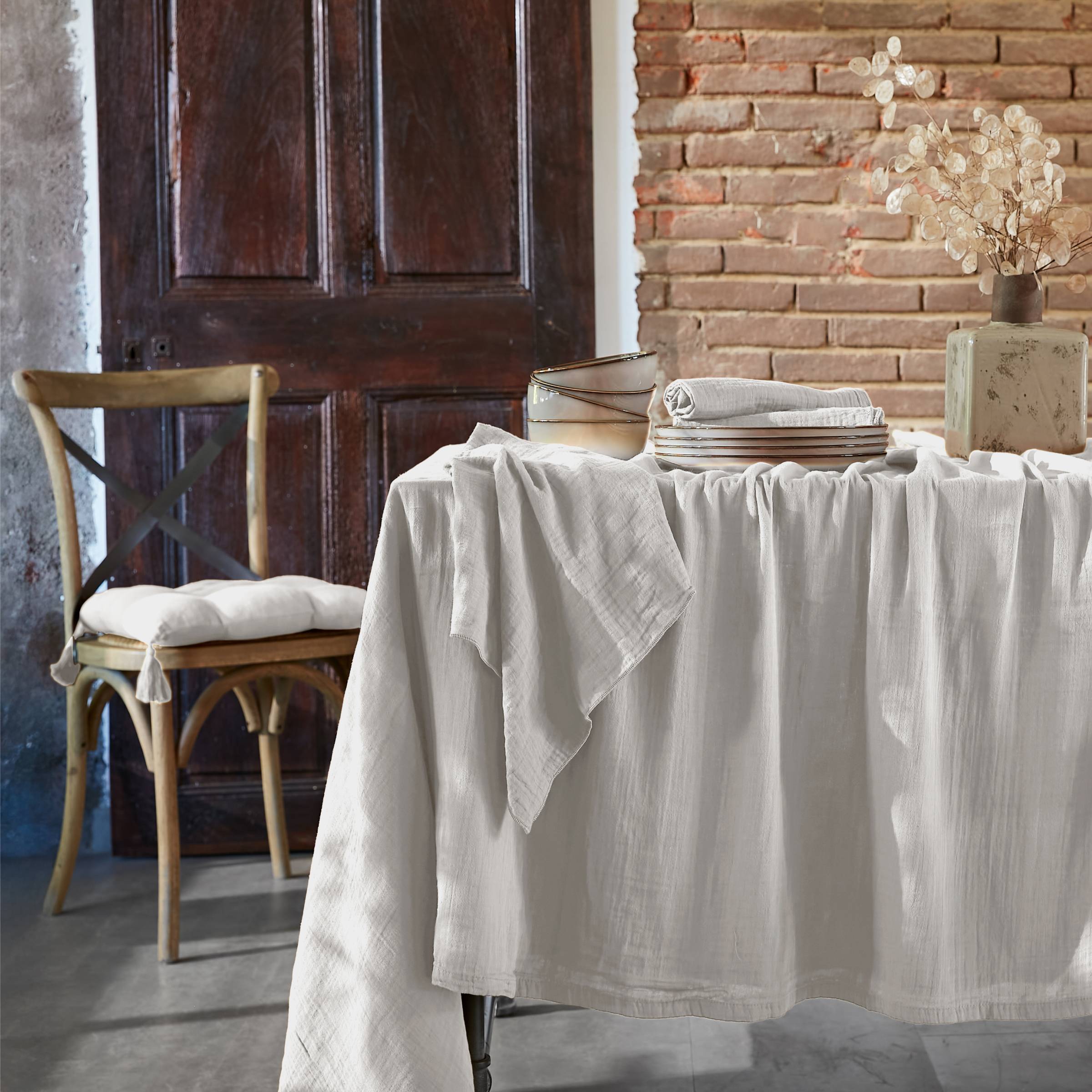 Cloud rectangular muslin tablecloth
