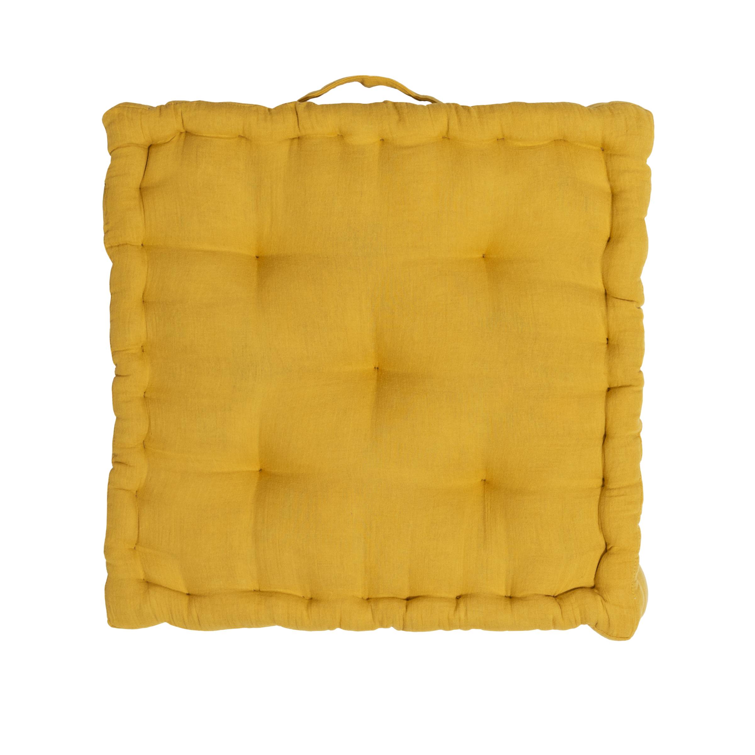 Saffron muslin floor cushion