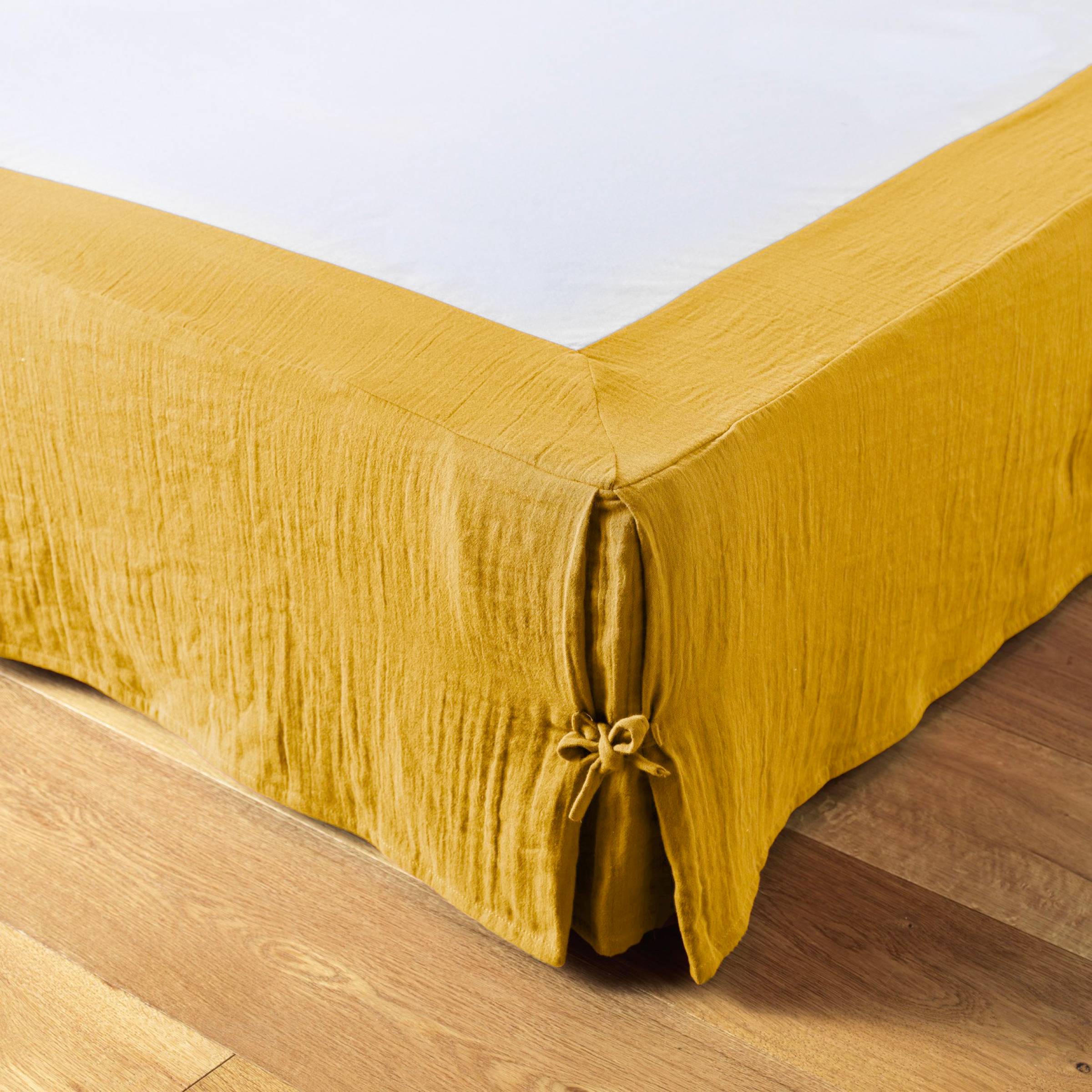 Saffron muslin bed skirt