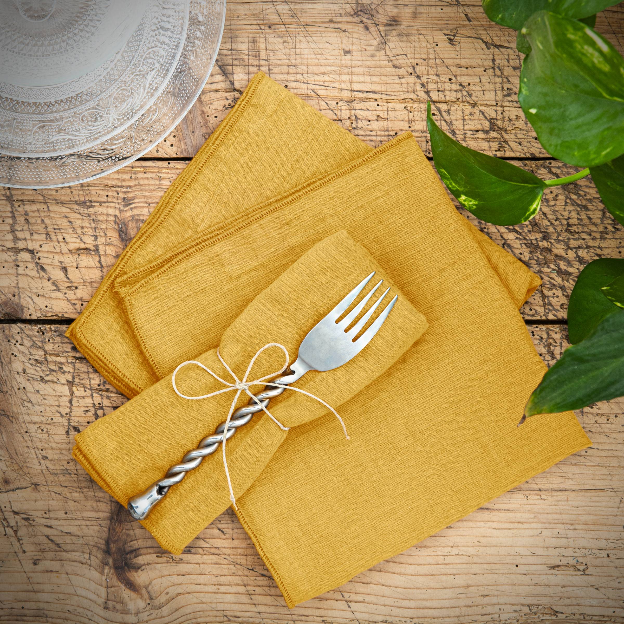 Saffron muslin napkin - set of 3