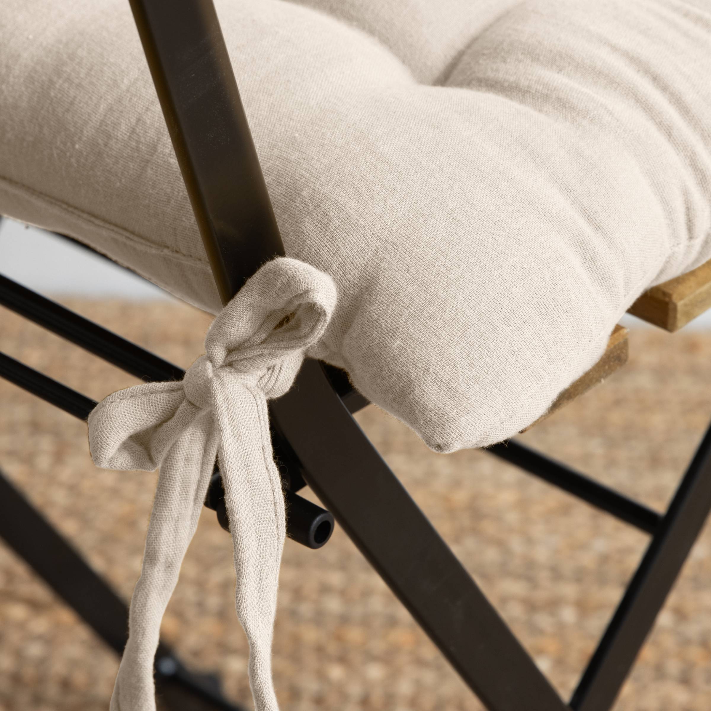 Beige muslin chair cushion