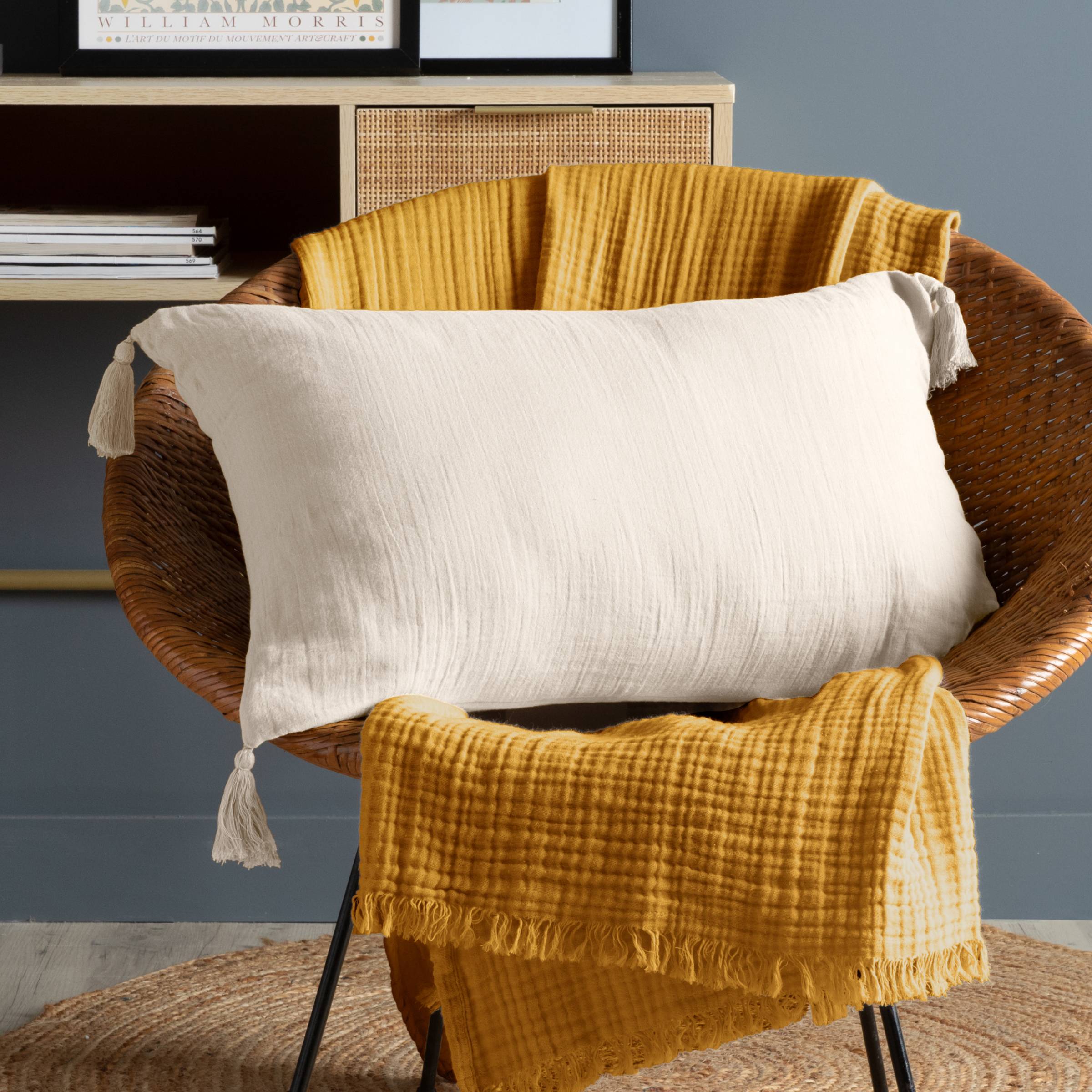 Beige muslin cushion