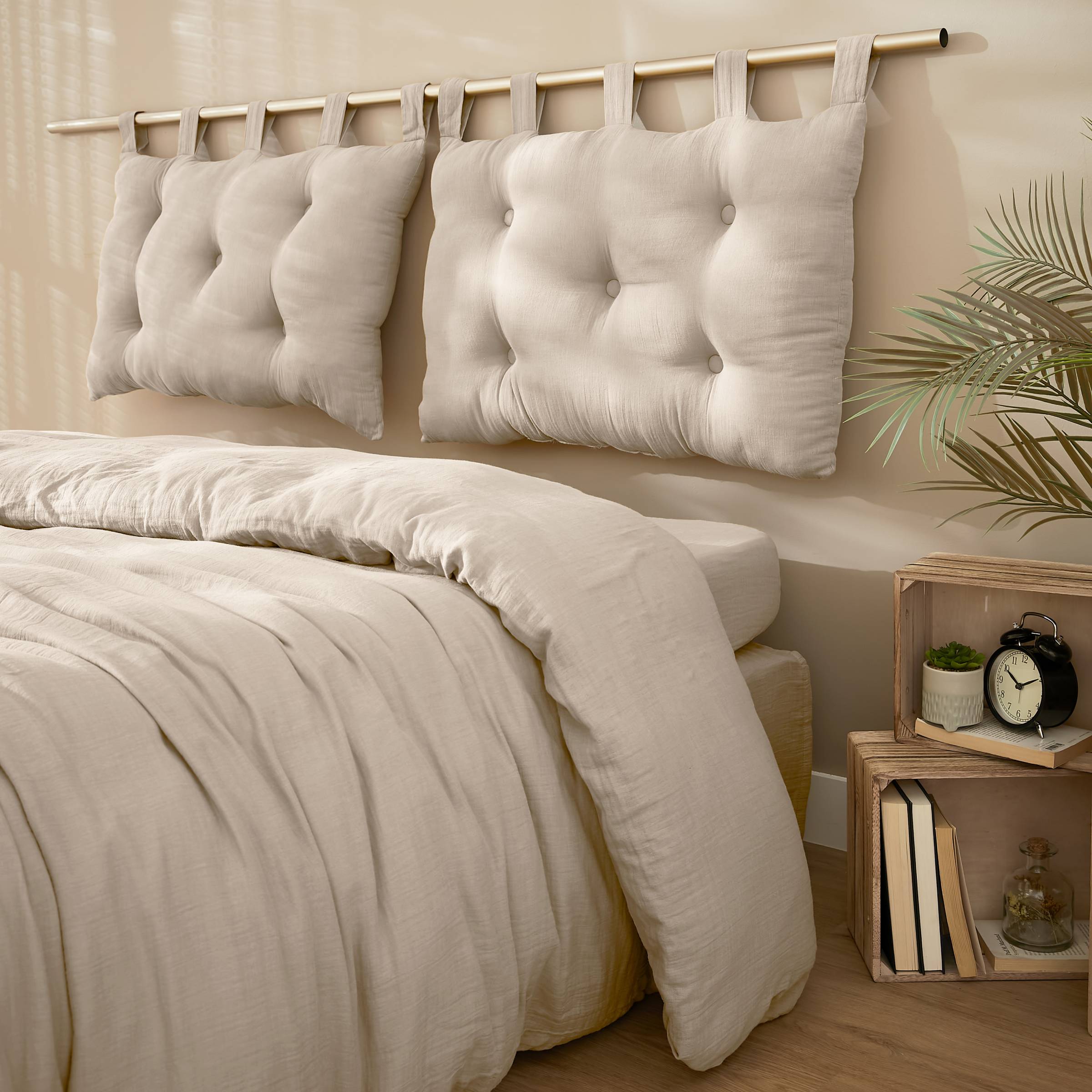 Beige muslin headboard