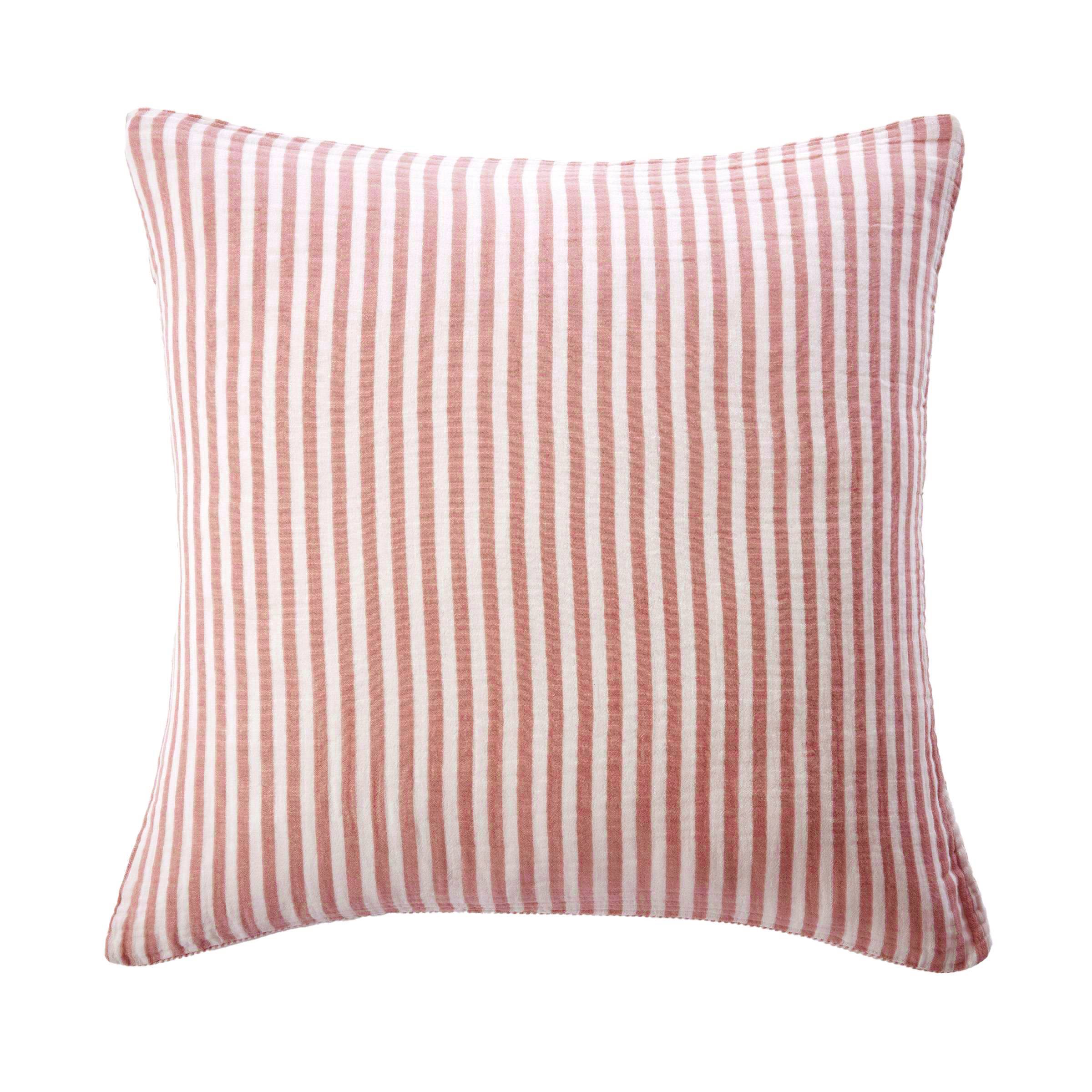 Apricot striped muslin pillowcase