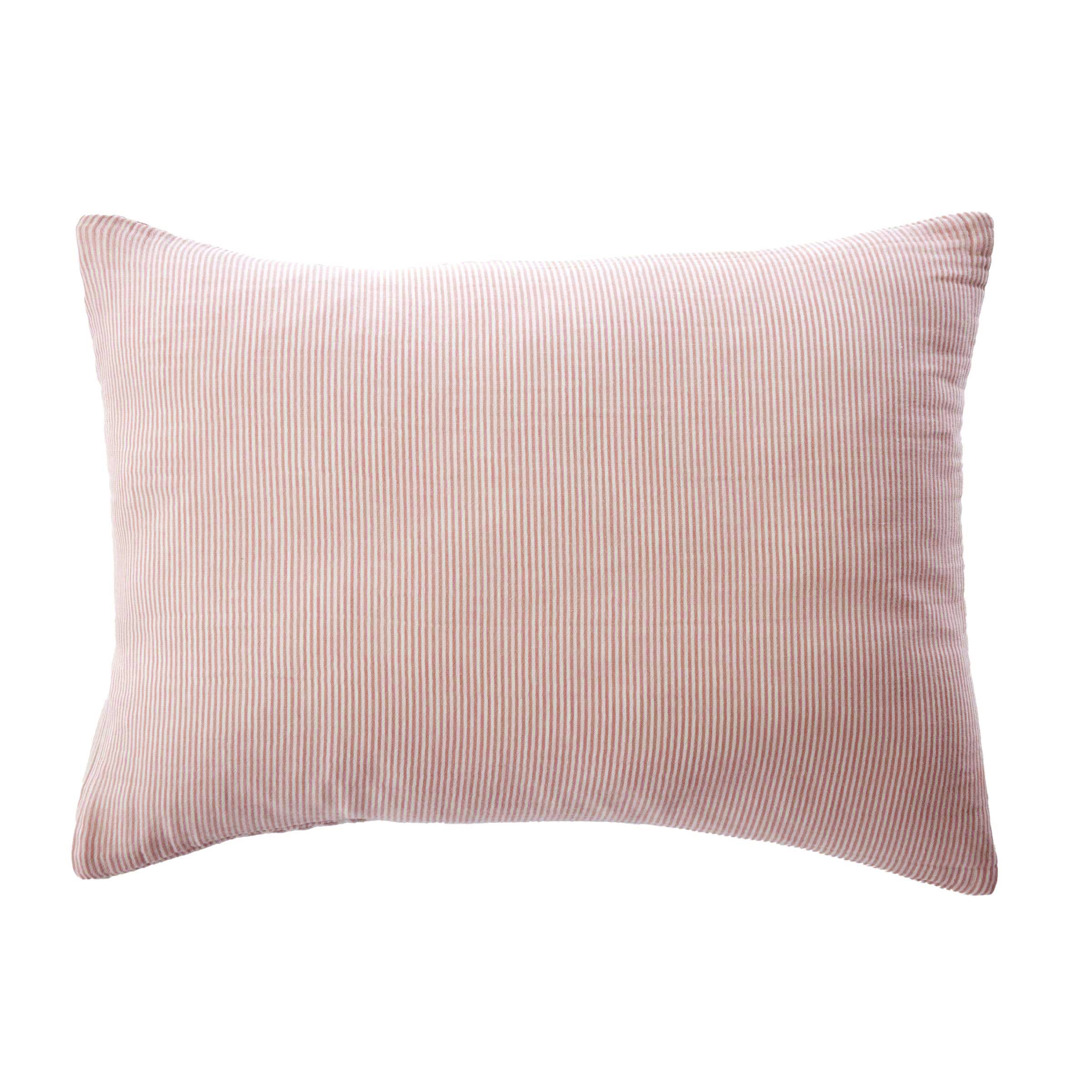 Apricot striped muslin pillowcase