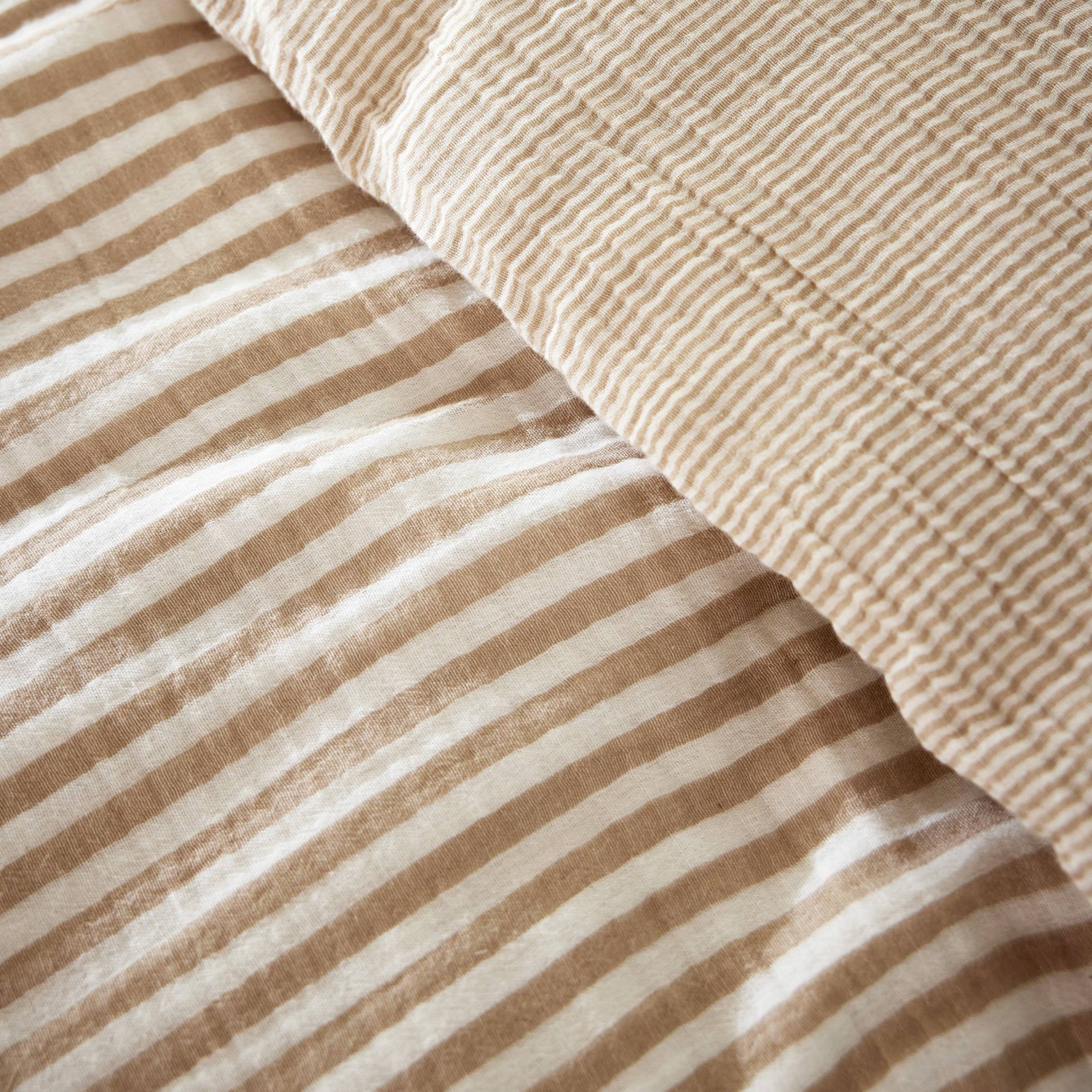 Taupe striped muslin duvet cover