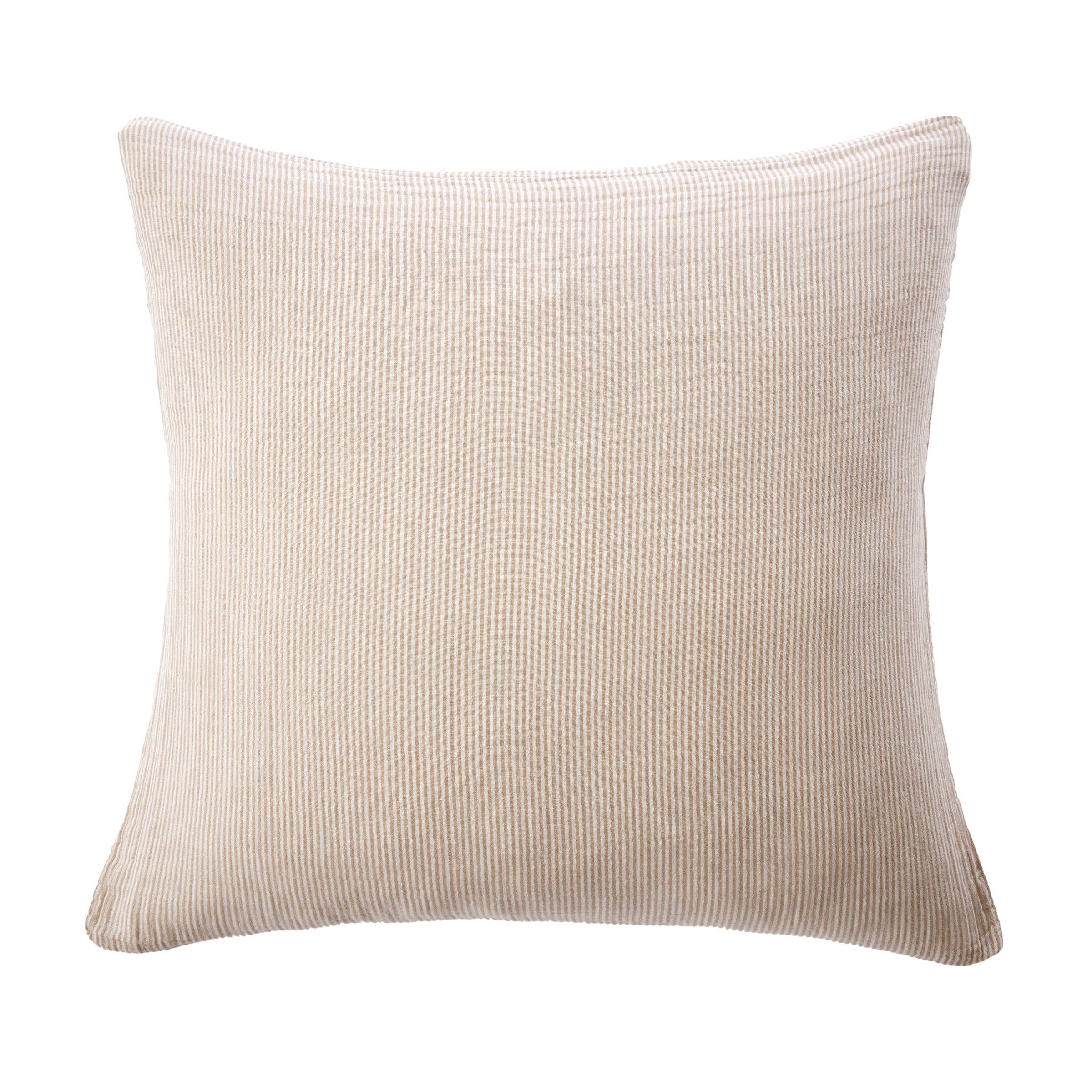 Taupe striped muslin pillowcase