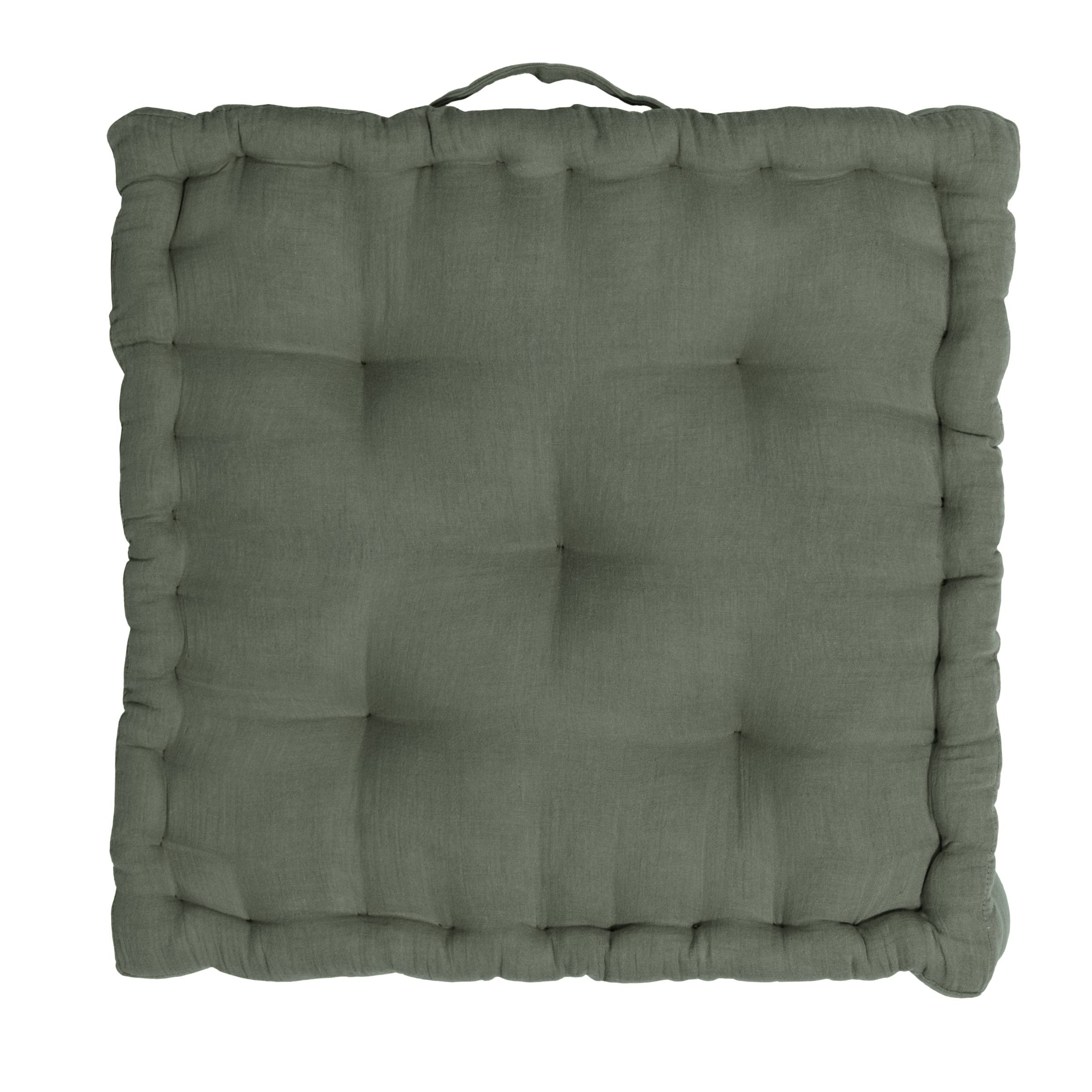 Rosemary green muslin floor cushion