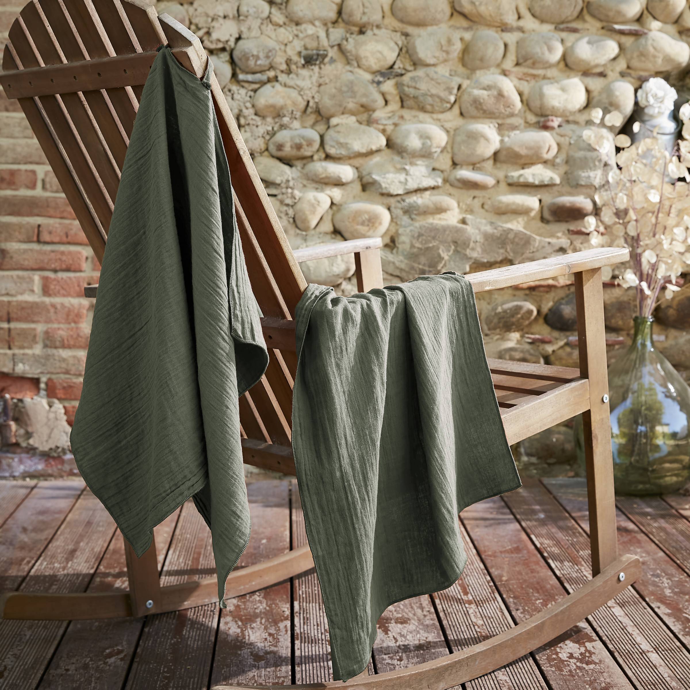 Rosemary green muslin hand towel - set of 2