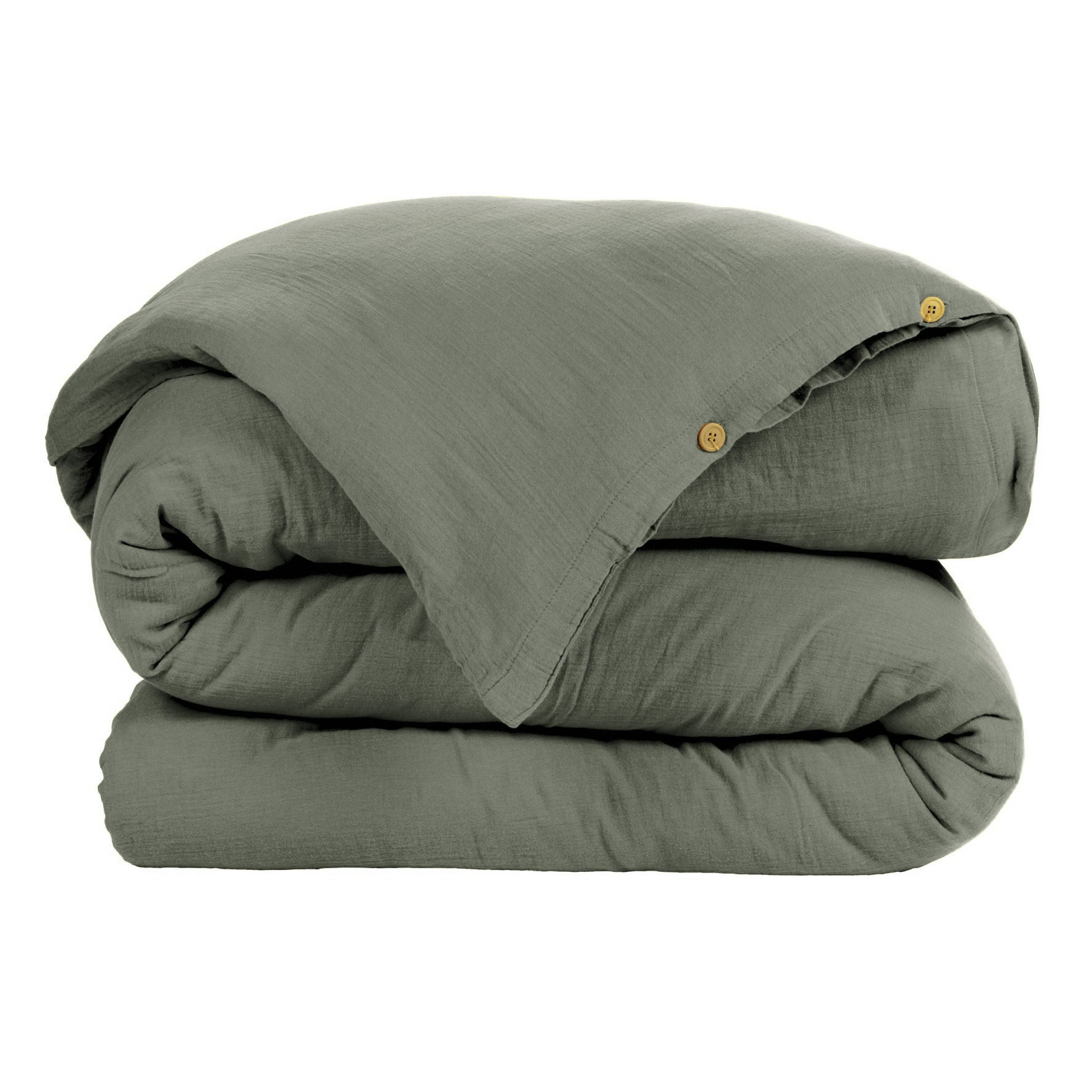 Rosemary green muslin duvet cover