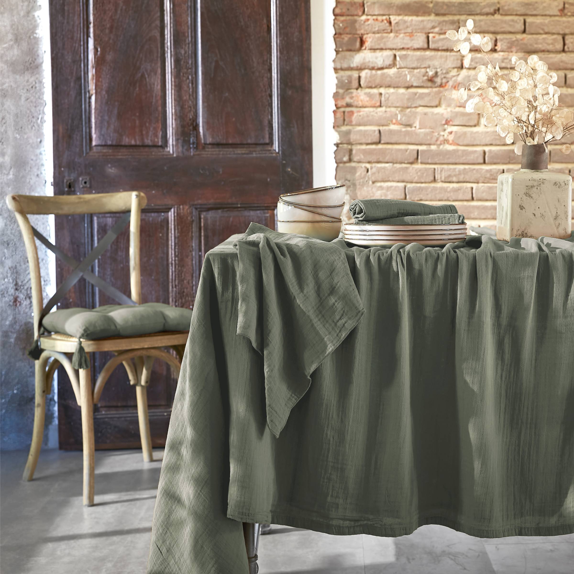 Rosemary green muslin napkin - set of 3