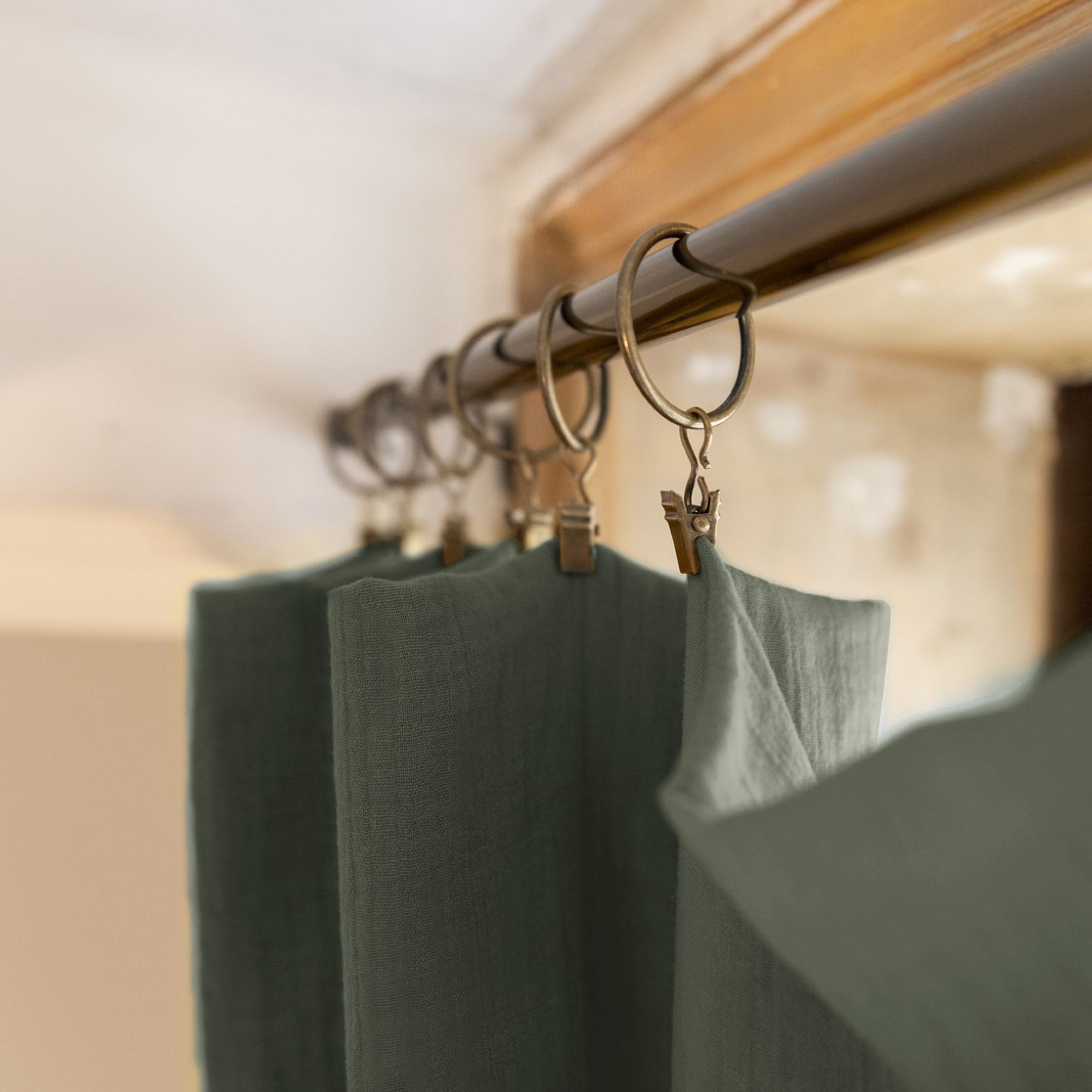 Rosemary green adjustable muslin curtain