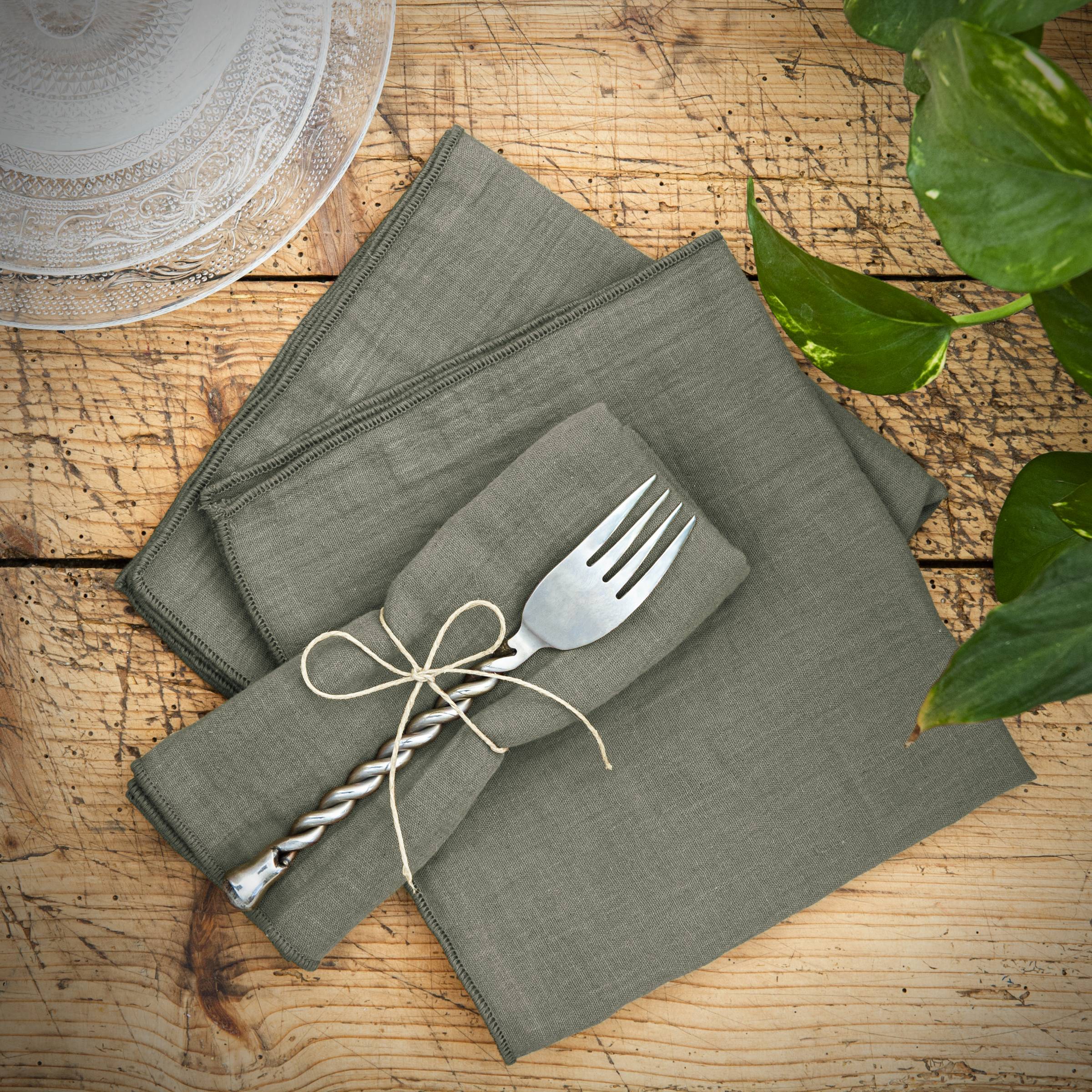 Rosemary green muslin napkin - set of 3