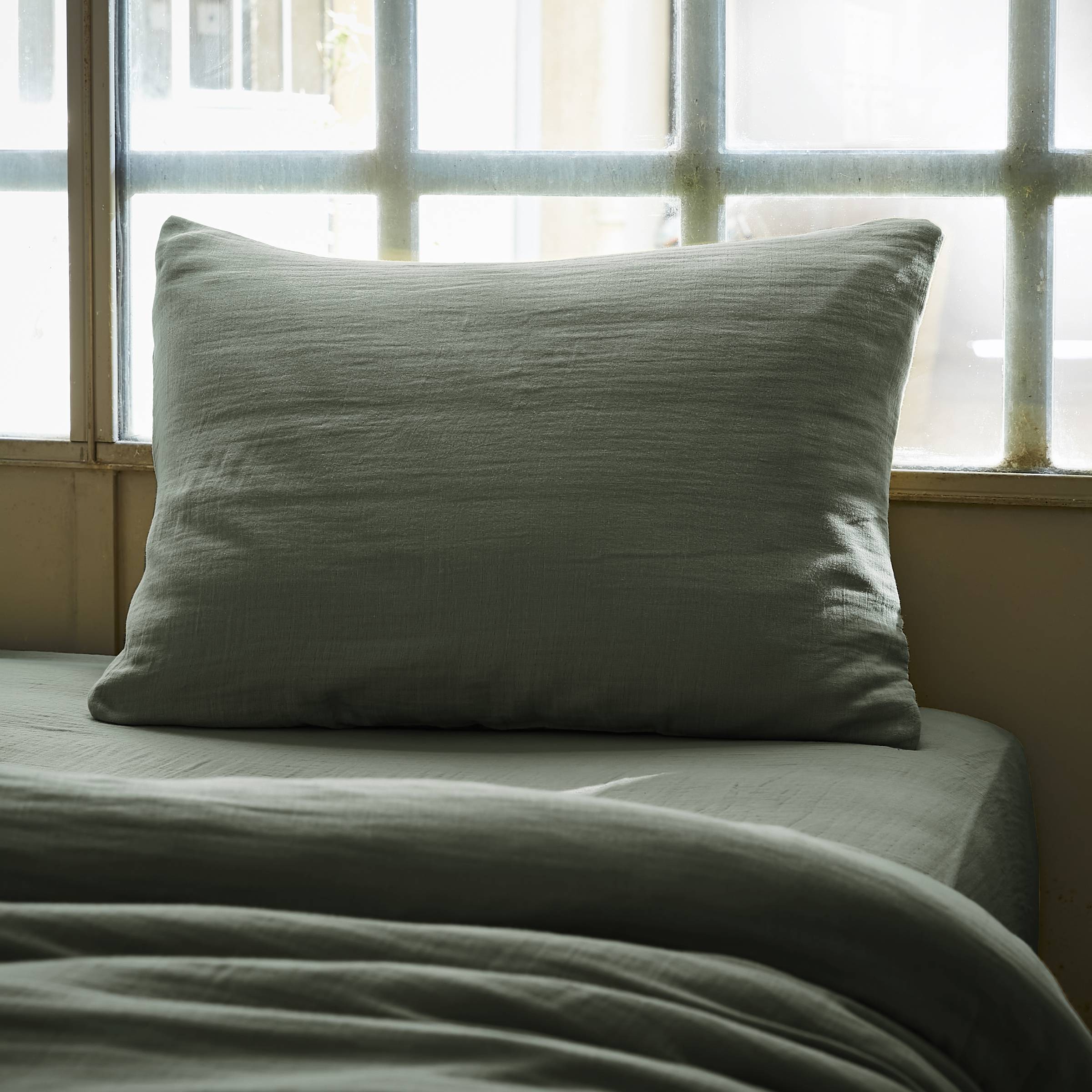 Rosemary green muslin pillowcase
