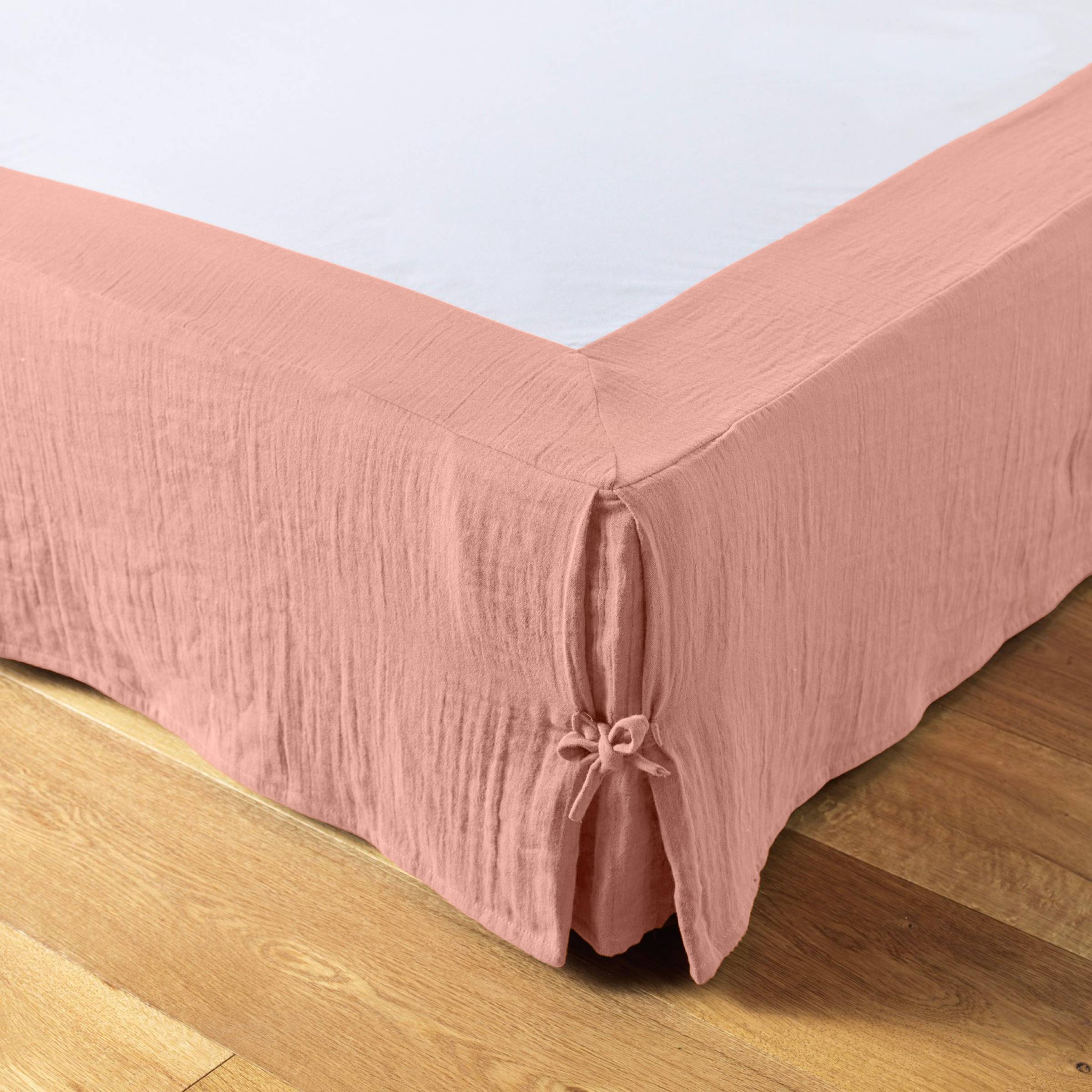 Peach pink muslin bedspread